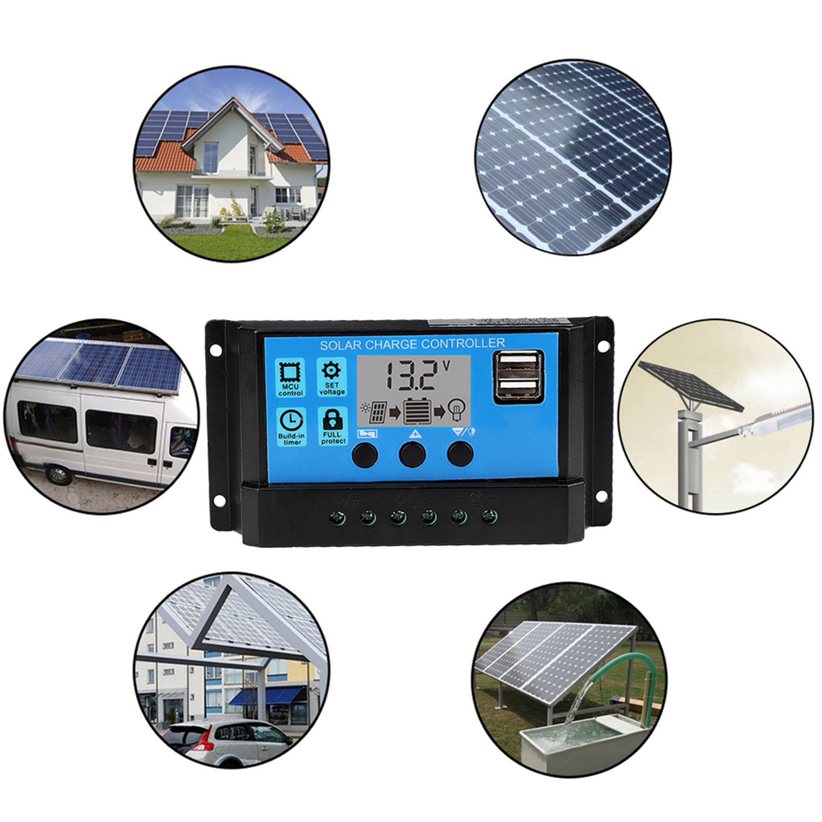 Solarladeregler, Laderegler Für Solarmodule, Zwei Intelligente Usb-anschlüsse, 40 A