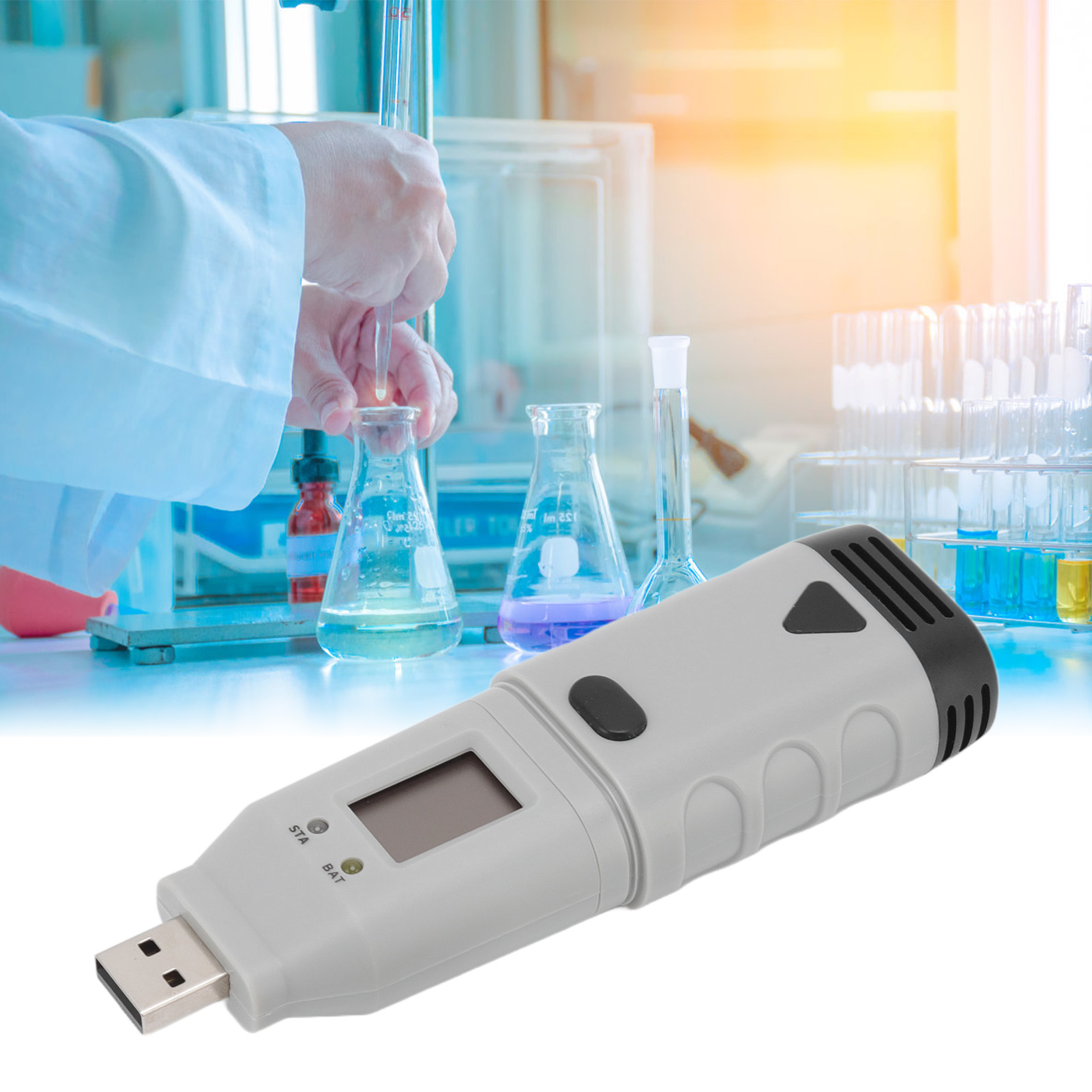 Usb-datenlogger Und Messgerät Für Temperatur Und Luftfeuchtigkeit Temperatur- Und Feuchtigkeitsmonitor Für Lebensmittel Und Pharmazeutische Produkte, Die Für Die Kühlkette Bestimmt Sind.