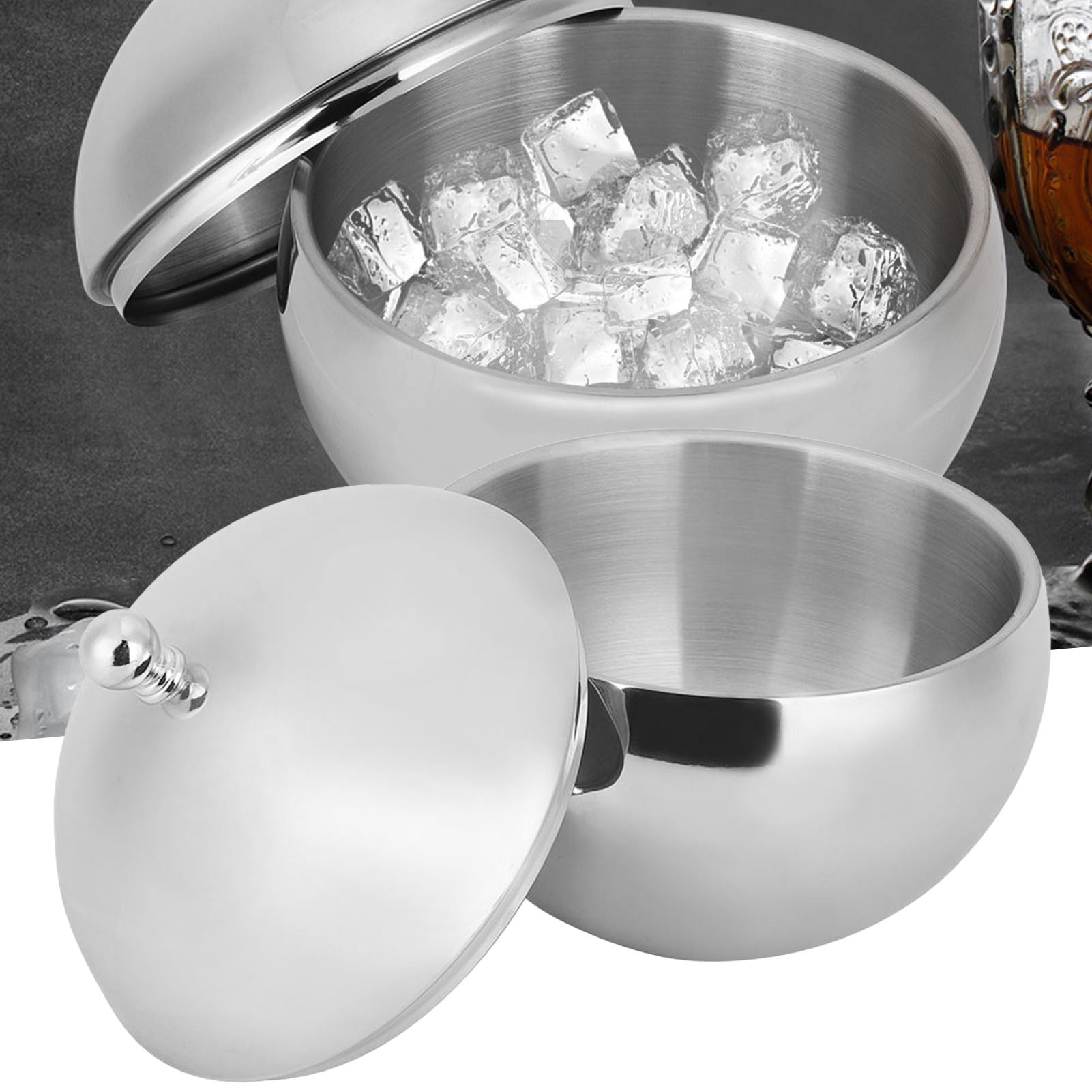 Doppelwandiger, Isolierter Eisbehälter Aus Edelstahl, Ideal Für Wein Und Champagner, Mit Deckel, Perfekt Für Hochzeiten Und Partys.