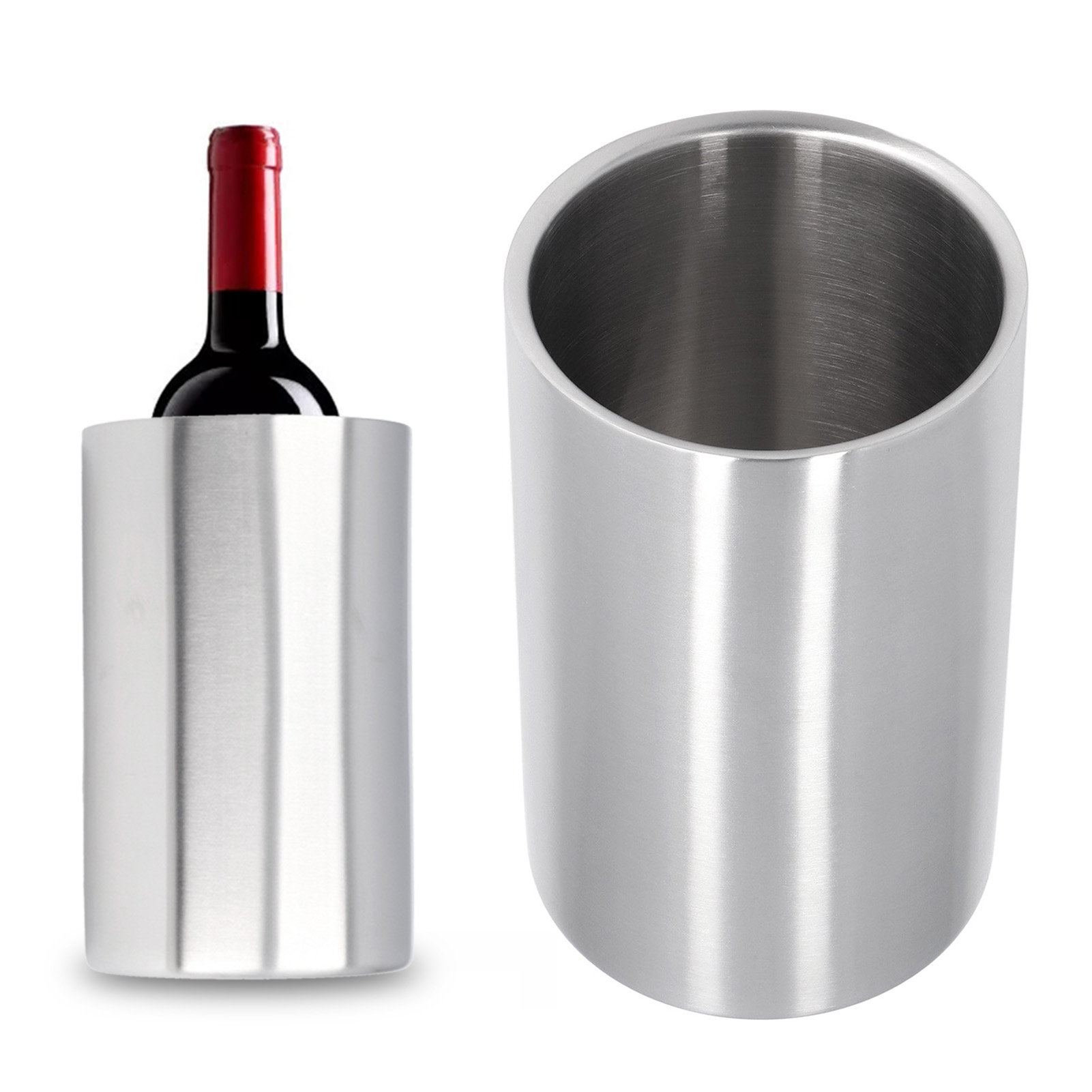 Eisbehälter (gerade), Hochwertiger Champagnerkühler, Weinkühler, Taillenförmiger Edelstahl-eisbehälter, Karaoke-eisbehälter, Gerader Eisbehälter