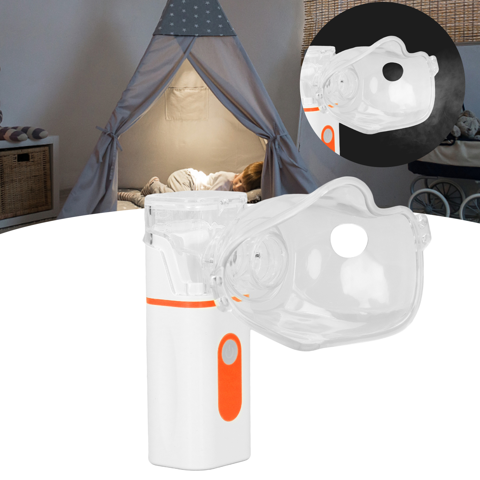 Tragbarer Vernebler, Handgeführter Membranvernebler, Geeignet Für Kinder Und Erwachsene, Lieferung Ohne Batterien, Orange-rot.