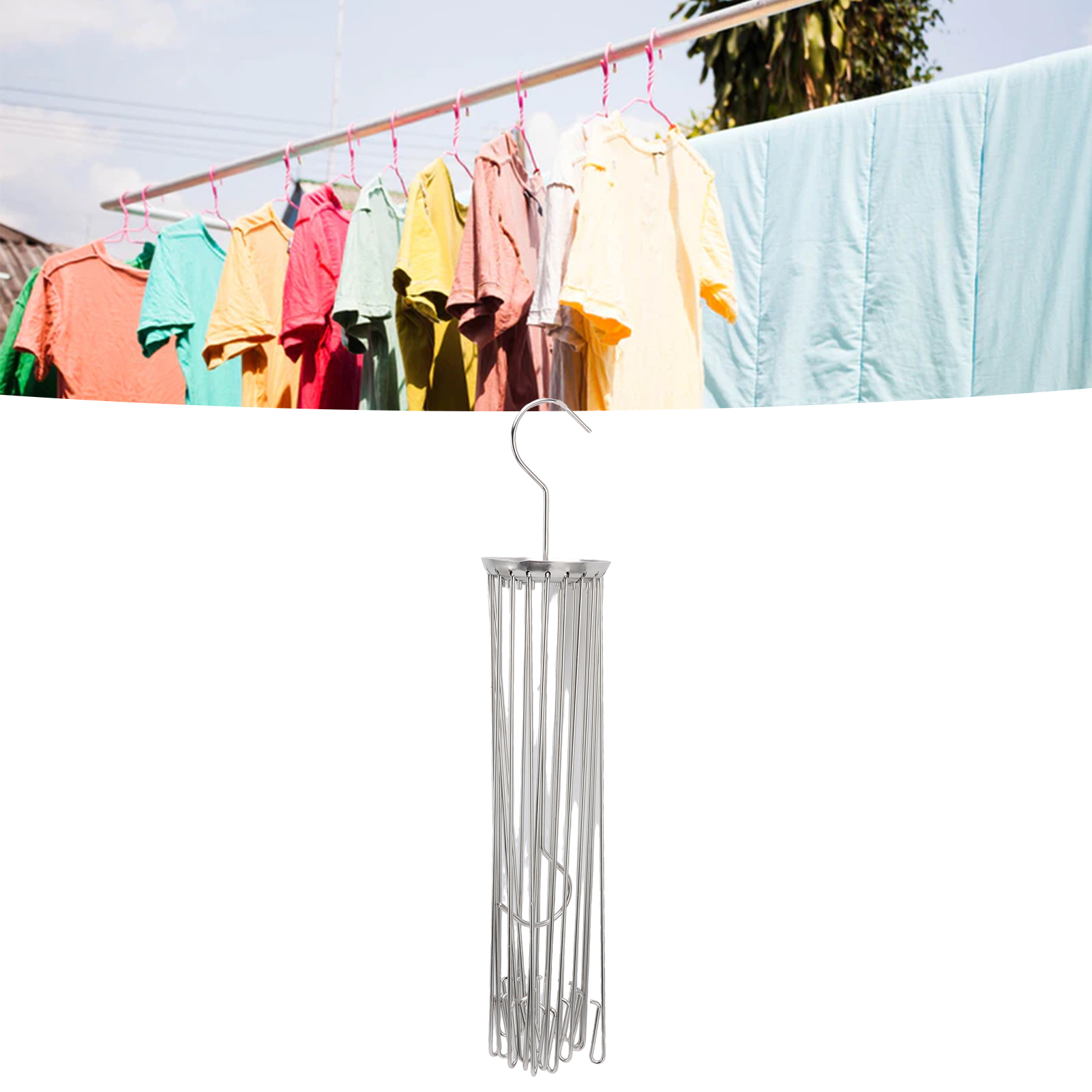 Kleiderständer Aus Edelstahl In Schirmform Zum Trocknen Von Windeln, Badetüchern, Haushaltshandtüchern, Babyunterwäsche Und Babykleidung, Windbeständig.