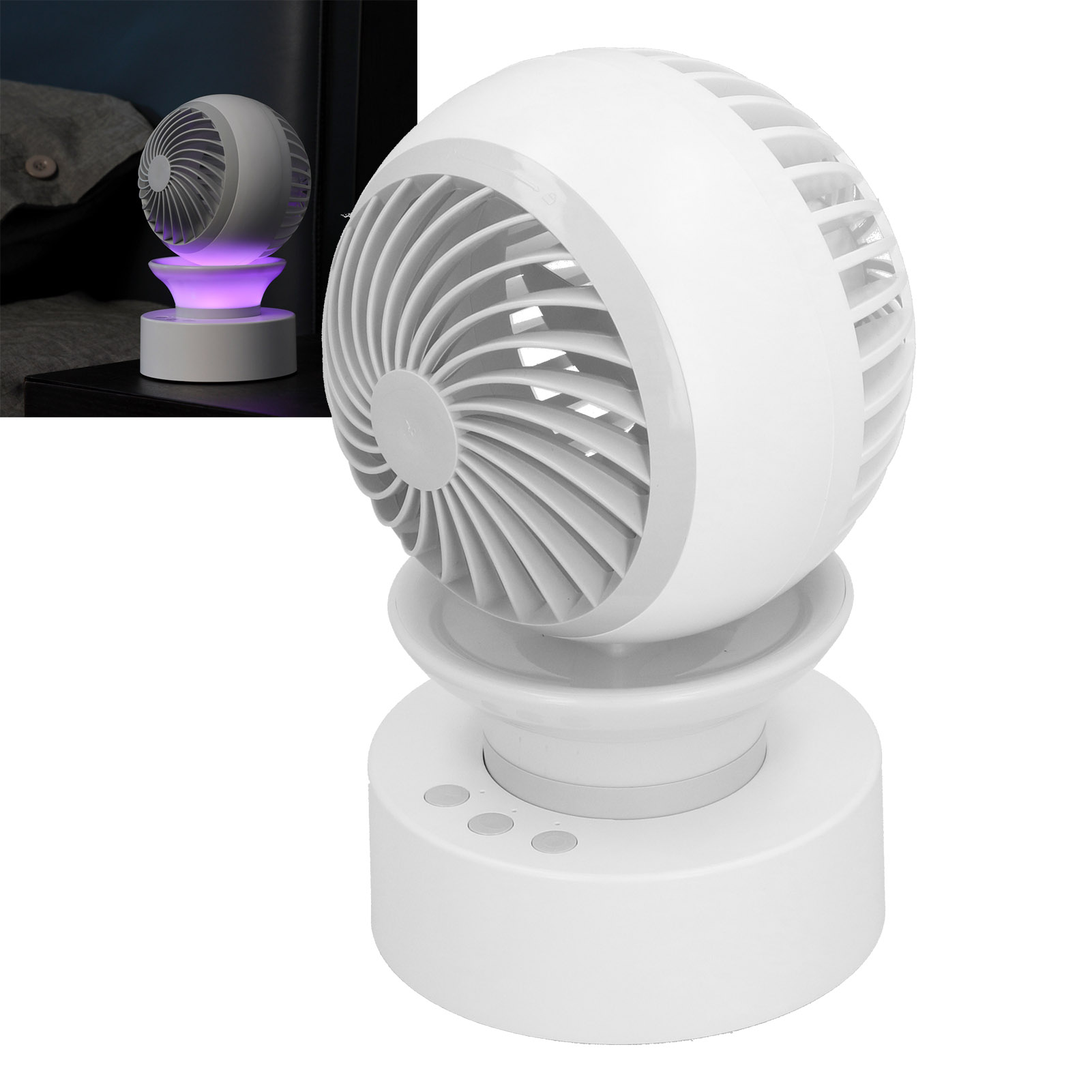 Usb-tischventilator Mit Automatisch Oszillierendem Kopf, Mini-tischventilator Mit Licht Für Zuhause Und Büro.