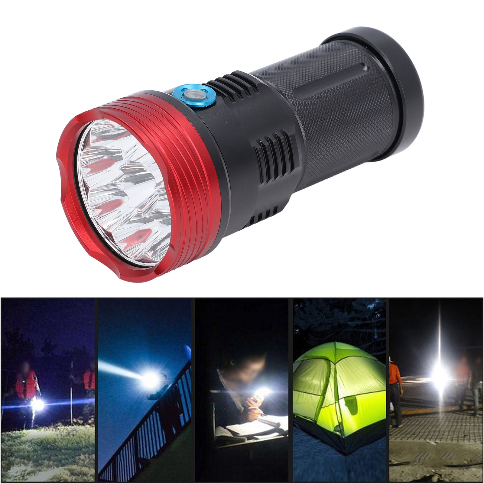 Hochleistungs-taschenlampe Mit 9 Leds, 8000 Lm Leuchtkraft, Drei Leuchtmodi, Wasserdicht Für Den Einsatz Im Freien, Abenteuer, Reisen, Wandern, Camping, Notfälle, Auch Als Notfall-taschenlampe Für Zu