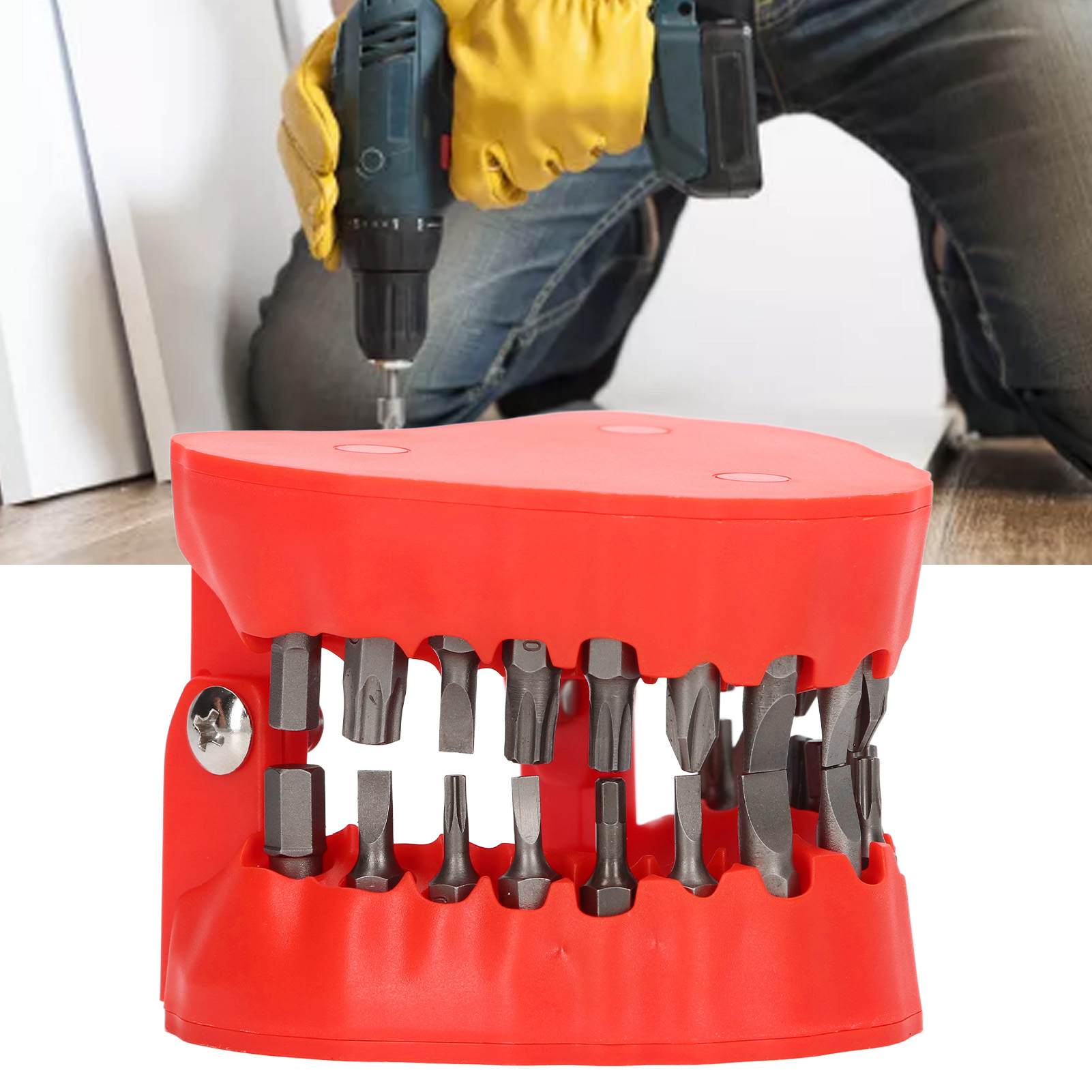 Magnetischer Edelstahl-bohrerhalter Mit 28 Bohrern – Heimwerkerzubehör – Rot