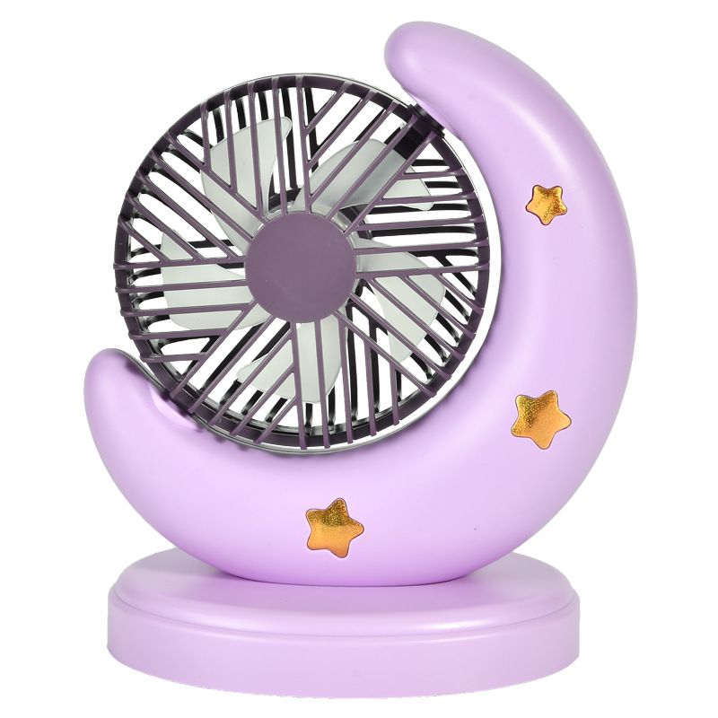 Kreativer Tischventilator Mit Zwei Geschwindigkeitsstufen, Usb-aufladbar, Mondförmig, Leise Und Drehbar, Ideal Als Geschenk Für Studenten Oder Als Nachttischventilator Für Ein Studentenwohnheim, Farbe