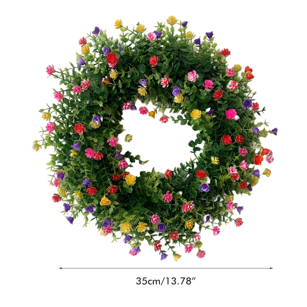 Künstlicher Frühlingsblumenkranz, Farbenfroher Blumenring Im Landhausstil, Zum Aufhängen Am Gartentor, Kleine Größe – 35 Cm