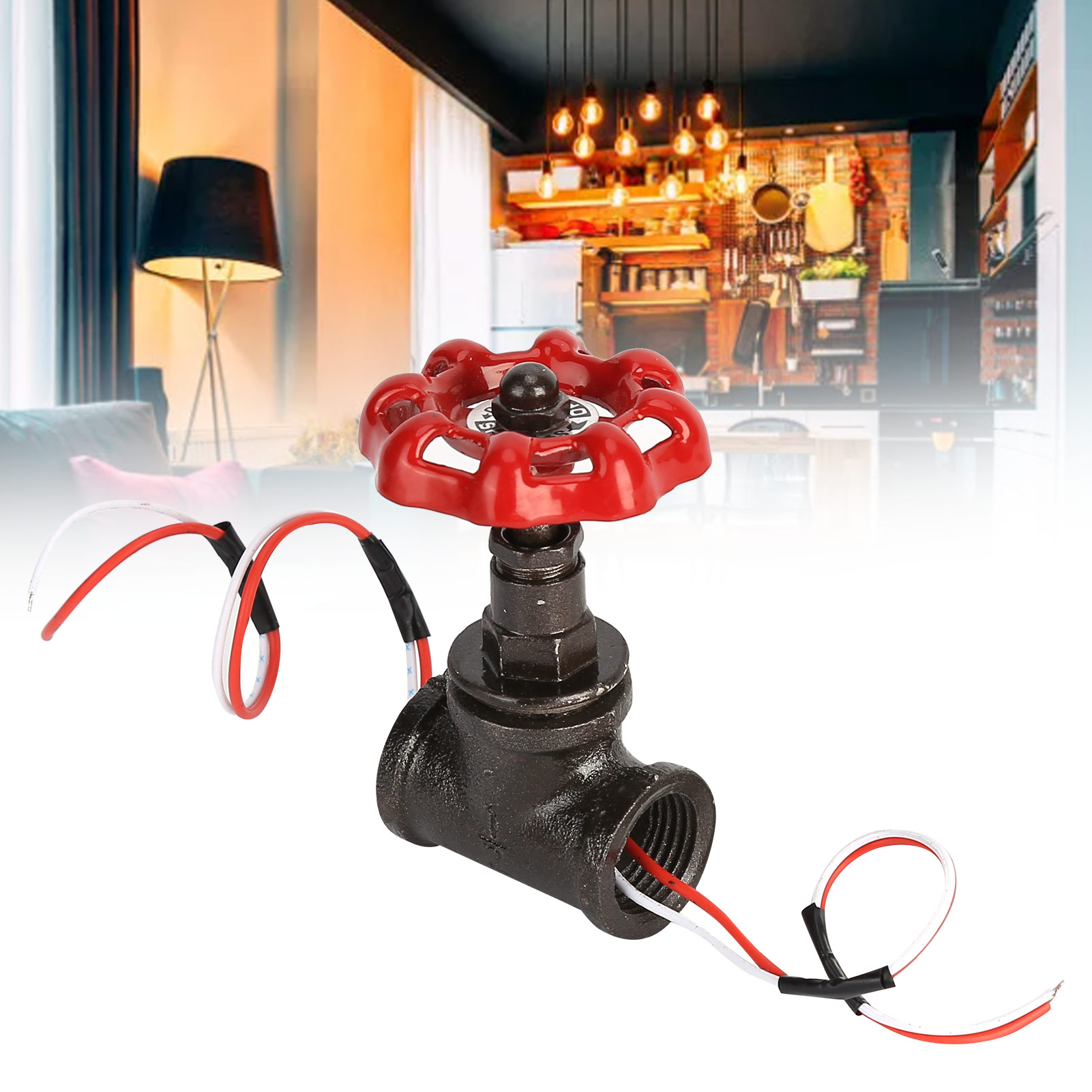 G1/2"-absperrventil Im Retro-steampunk-stil Mit Kabel Für Vintage-wasserrohrlampe