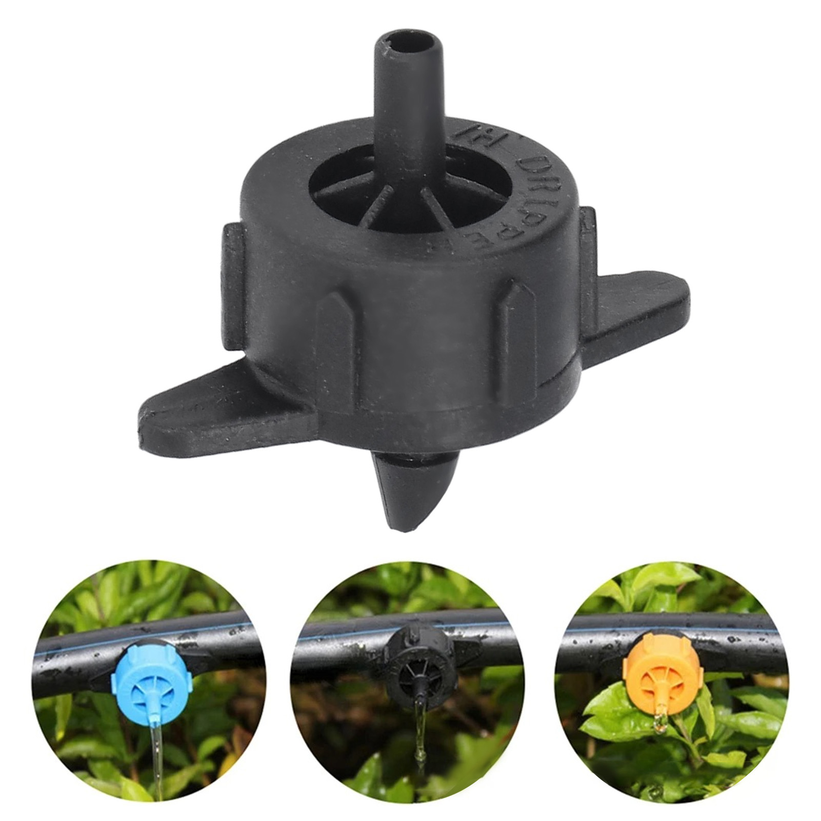 Packung Mit 100 Druckkompensierenden Tropfköpfen (ø 4 Mm) Für Garten, Topfpflanzen, Obst Und Gemüse, Abnehmbare Und Waschbare Köpfe, 4 L, Schwarz