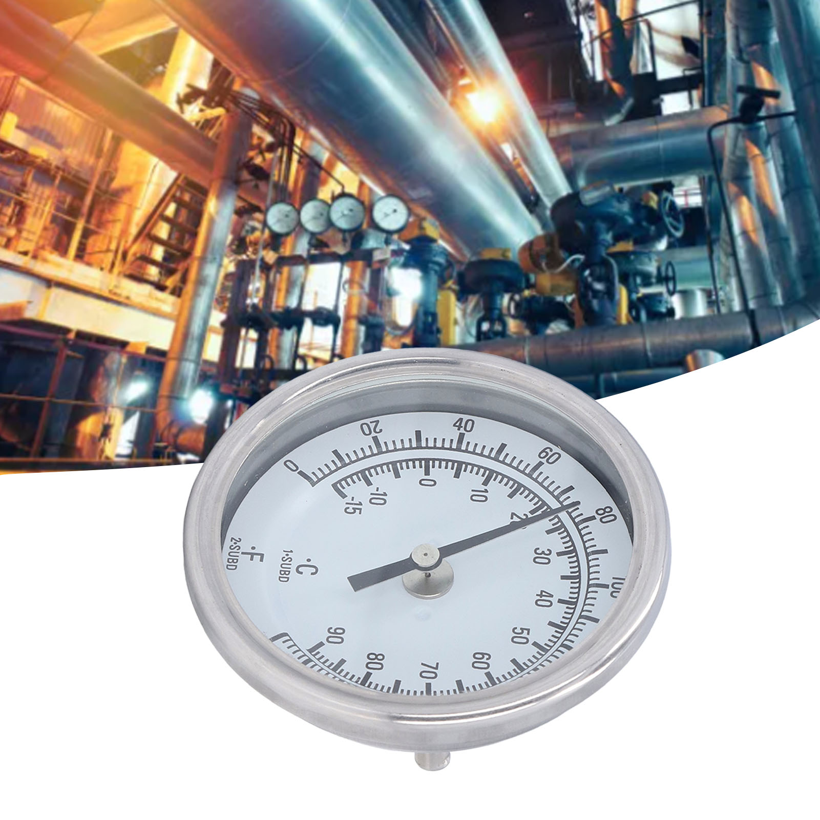 Bimetallthermometer G1/2, 83 Mm Durchmesser, Messbereich -15 Bis 90 °c, Edelstahl 304, Hohe Präzision