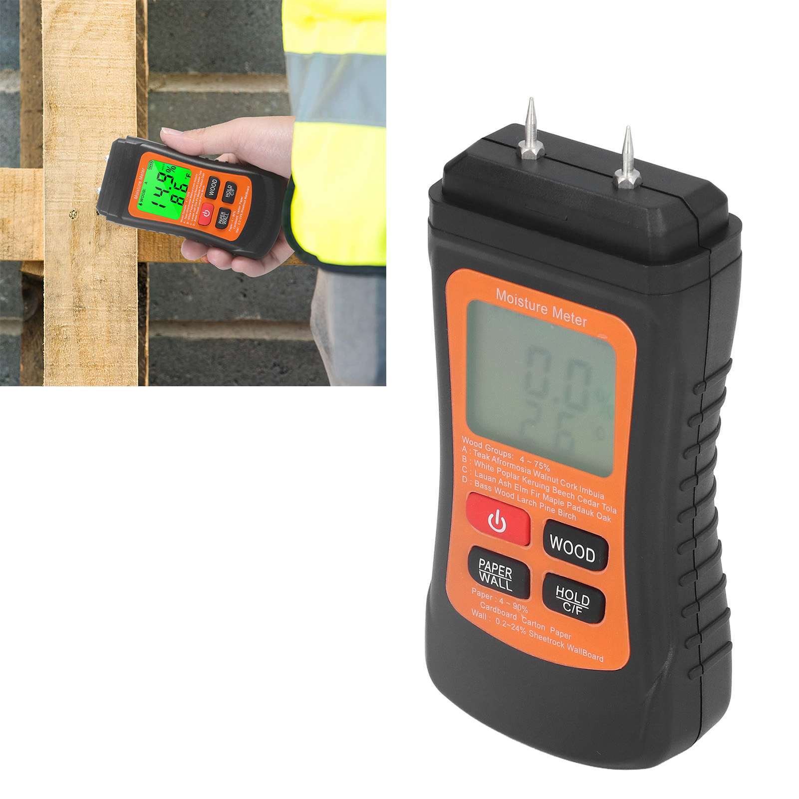 Holz-hygrometer Mit Digitalanzeige, Wandfeuchtigkeitsdetektor, Intelligentes Thermometer.