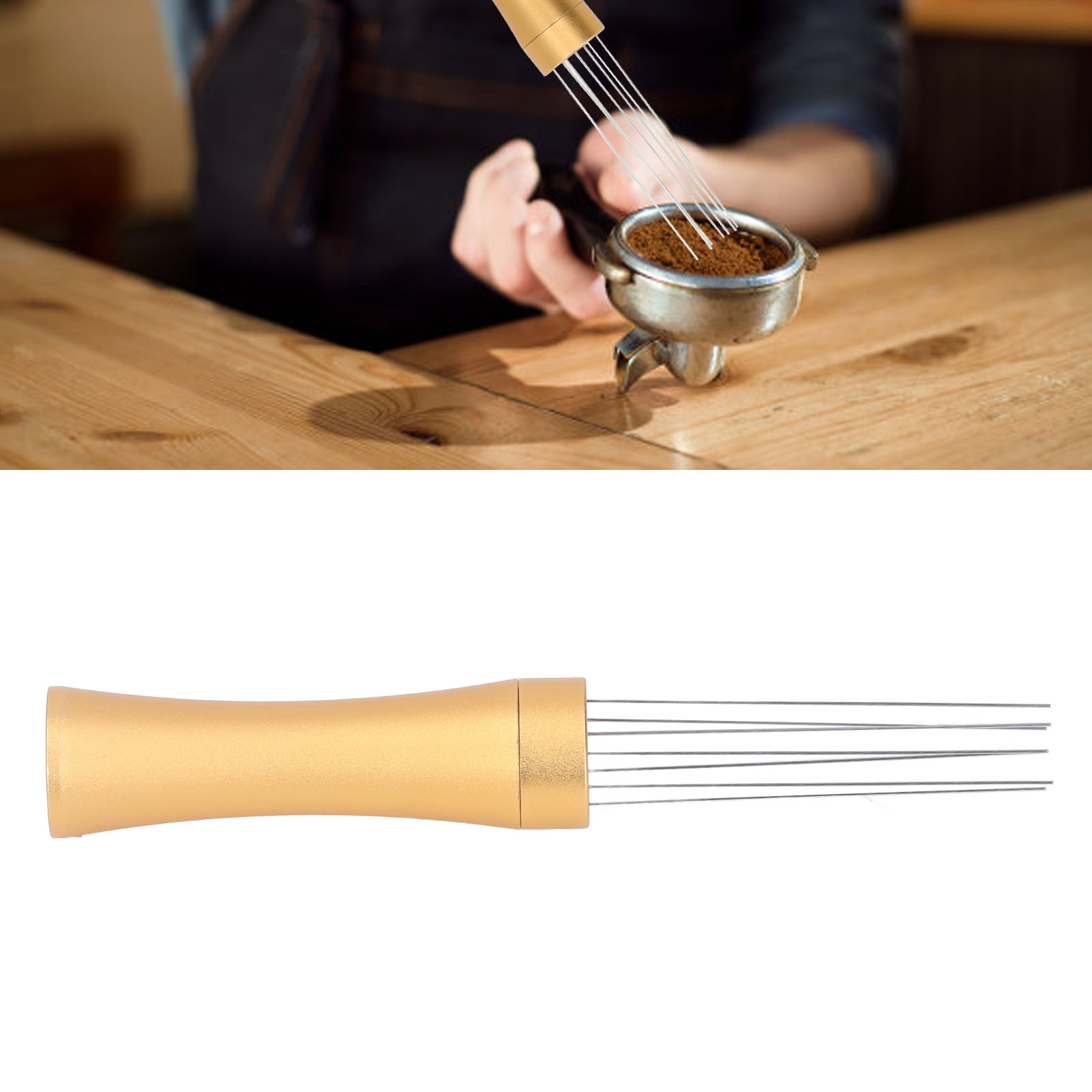 Kaffeepulverspender Aus Edelstahl, Kaffeepulver-dispergiernadel, Espresso-hilfsmittel, Pulvermischnadel Für Homogenes Kaffeepulvermischen, Goldfarben.