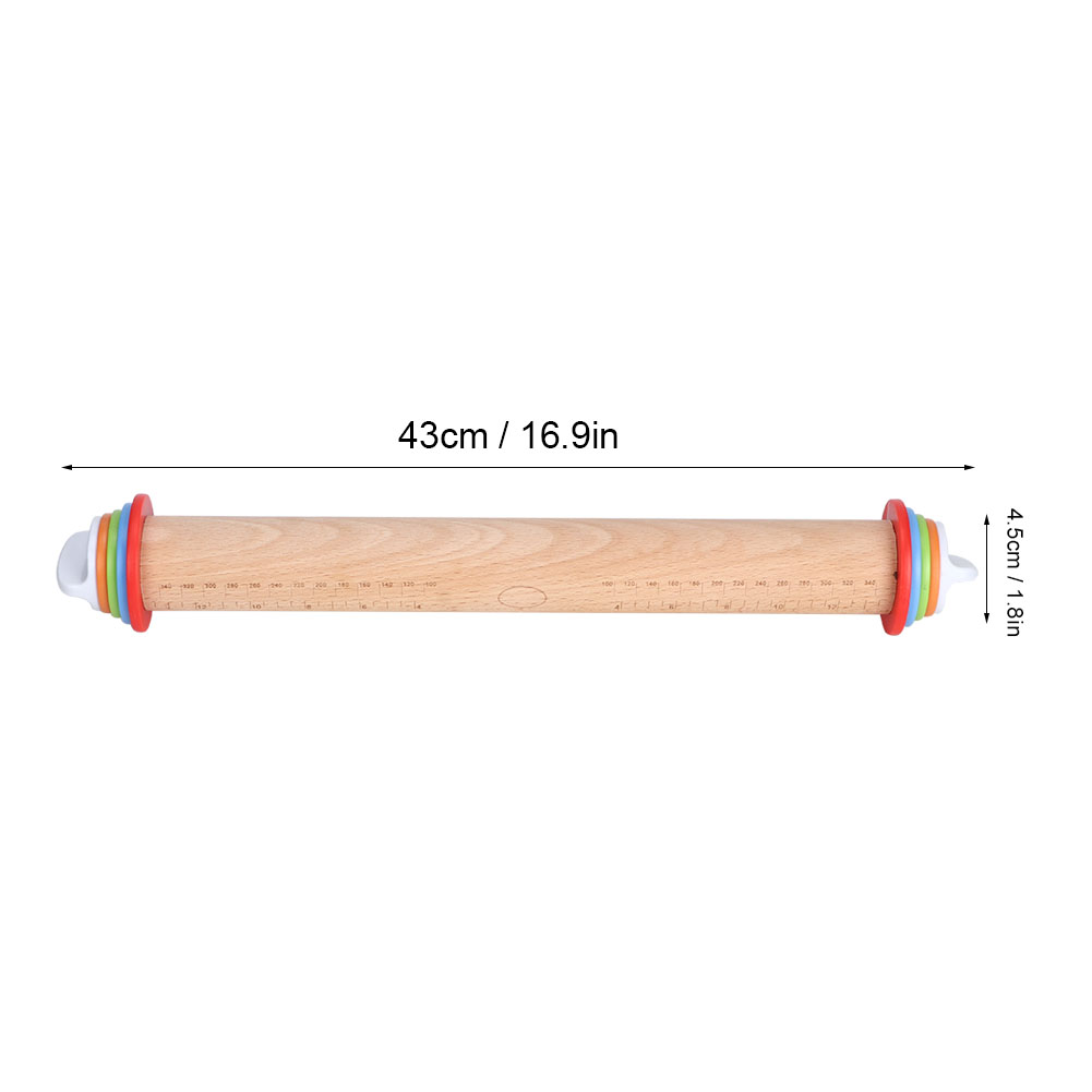 Nudelholz Aus Holz Mit Verstellbarer Dicke Und Abgestuftem Griff, 43 Cm, Ideal Zum Kochen Und Backen.