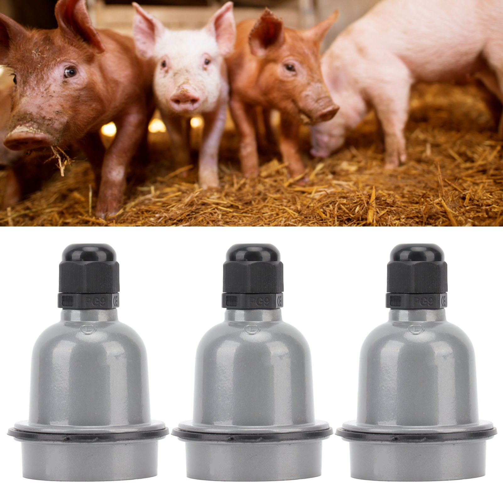 Set Mit 3 Wasserdichten E27-fassungen Mit Guter Wärmeisolierung Und Schmelzbeständiger Keramik.