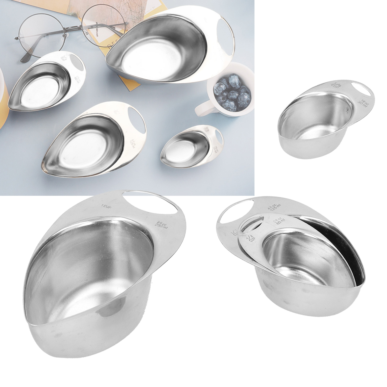 Set Mit 4 Messlöffeln Aus Edelstahl, Küchenutensilien Zum Backen Und Für Den Haushalt.