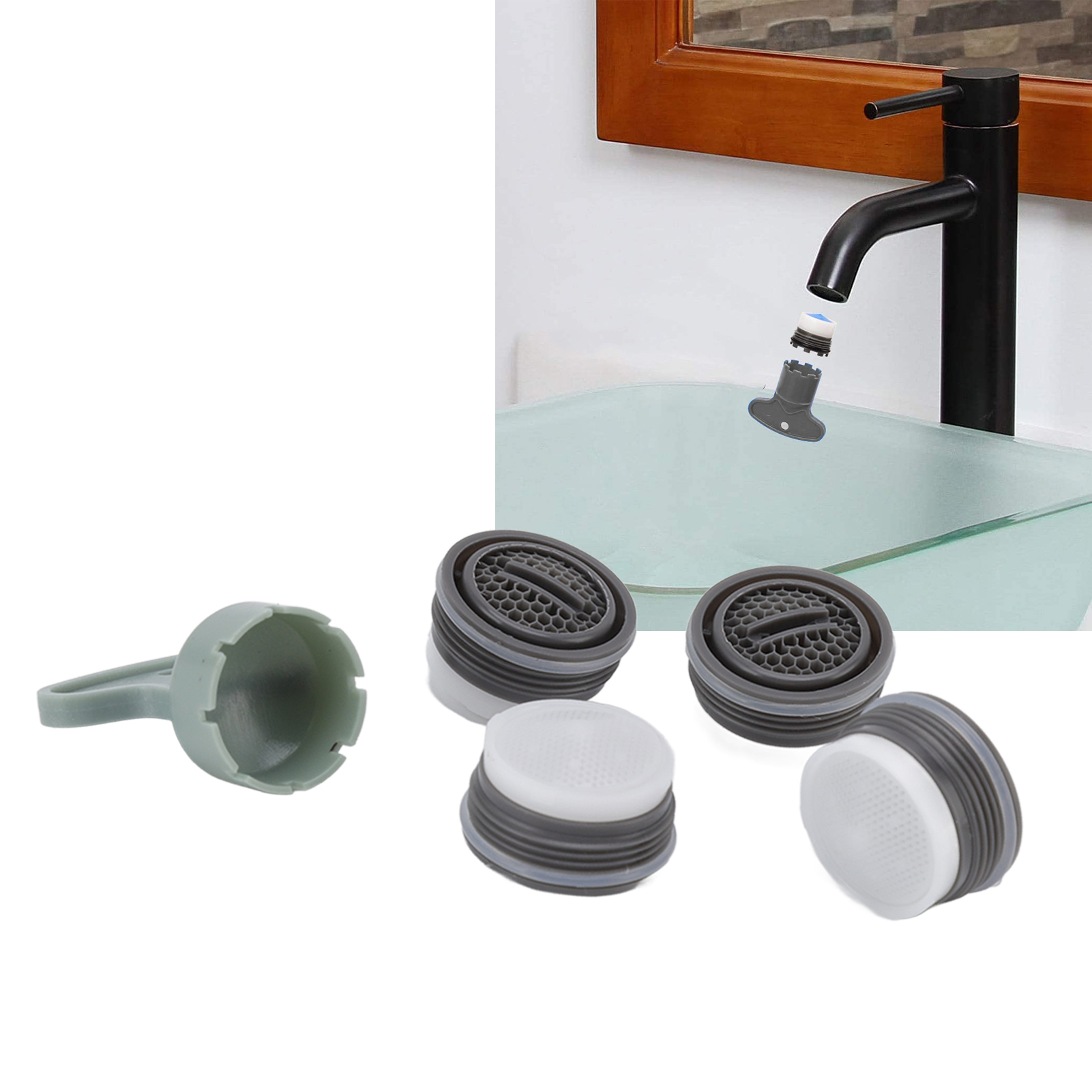 Set Mit 5 M20-wasserhahn-luftsprudlern Mit Innengewinde Und Befestigungsschlüssel. Ersatz-luftsprudler, Geeignet Für Bad Und Küche.
