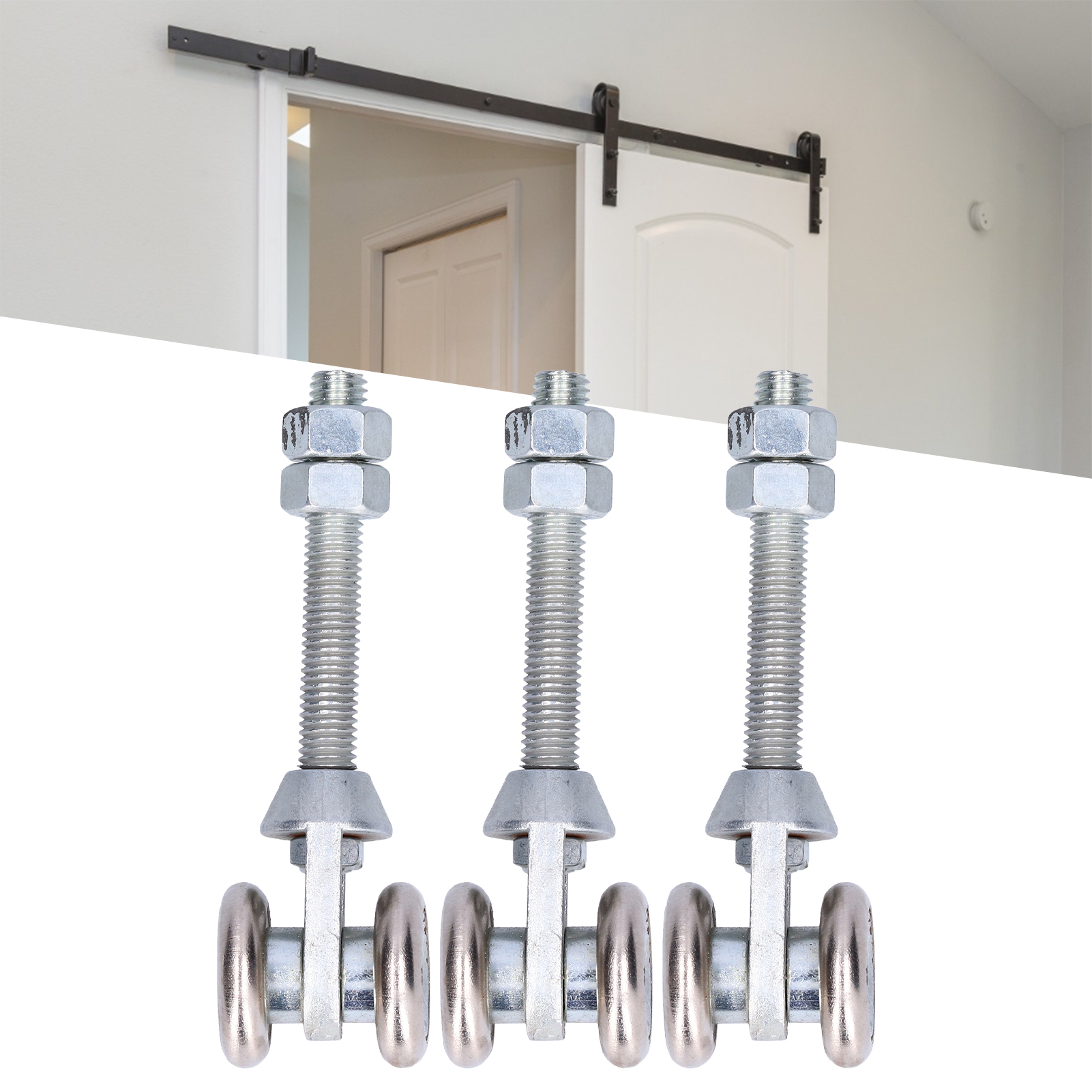 Set Mit 3 Schiebetürrollen Aus Glas, 35 Mm Durchmesser