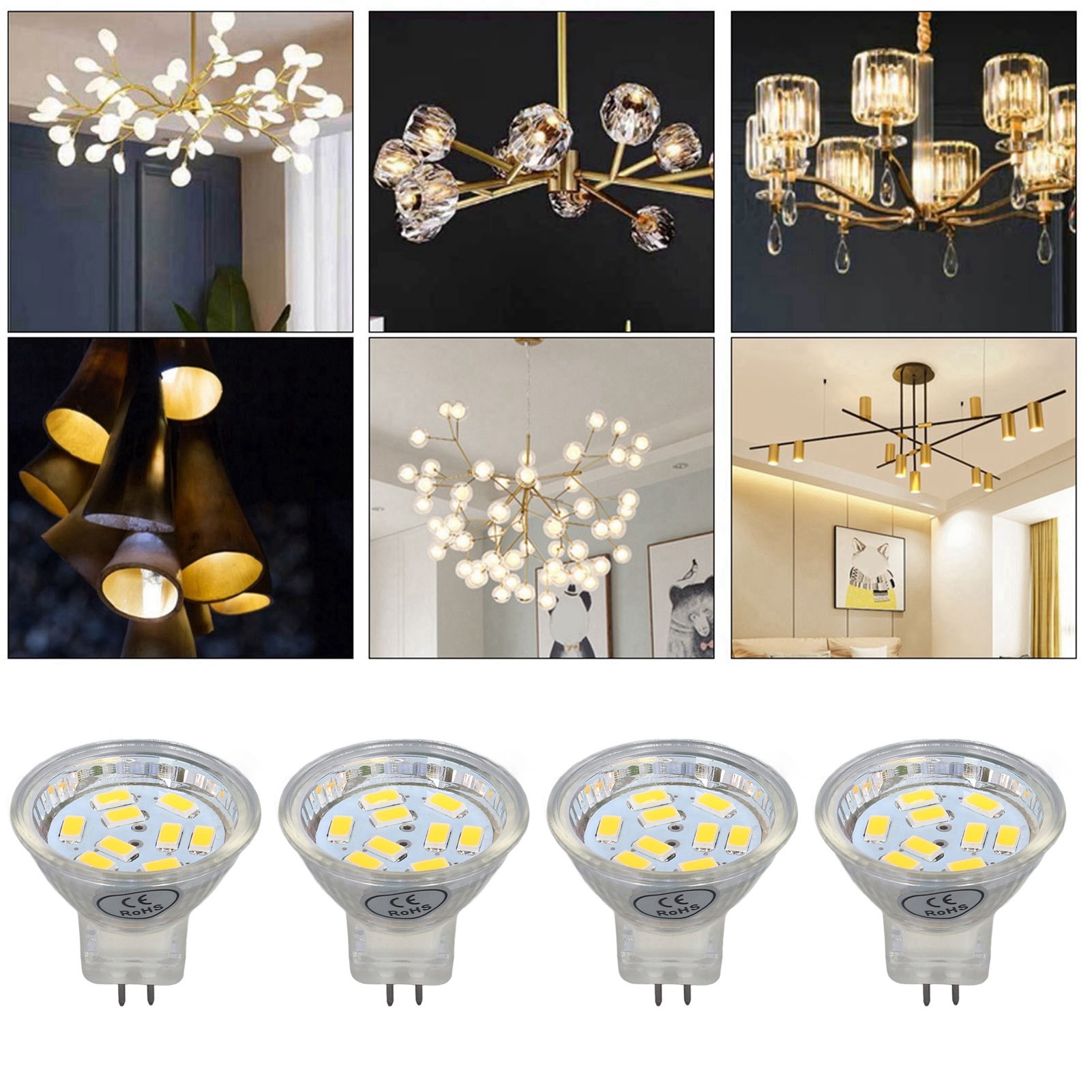 Mr11 3w 9led 300lm Led-lampe Mit Doppelstiftsockel, 4er-pack, Für Einbaustrahler, Schienensysteme Und Gartenbeleuchtung / Warmweiß