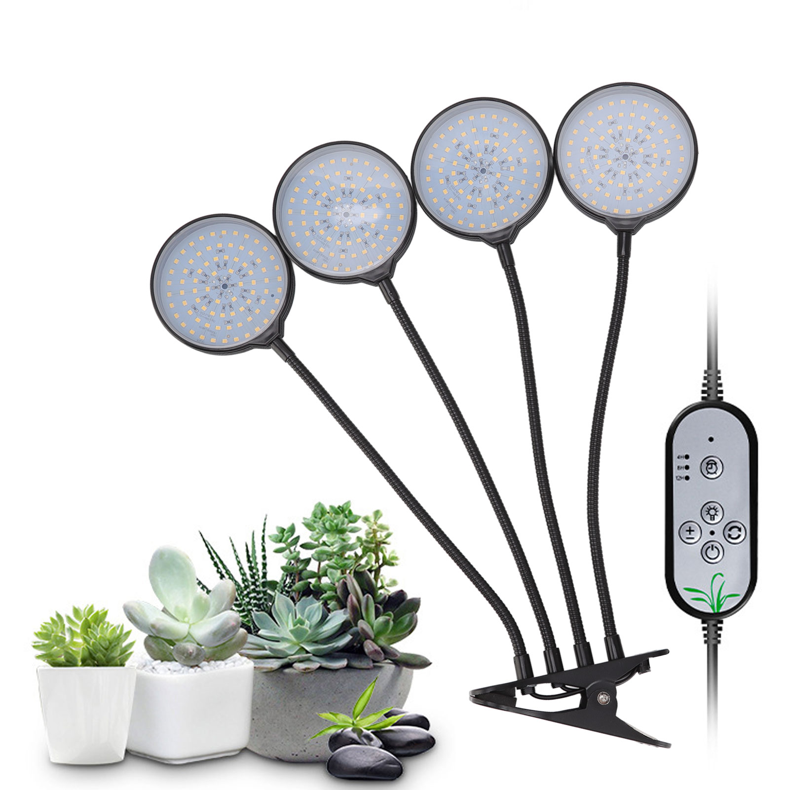 60-w-led-pflanzenlampe Mit 4 Köpfen, Usb-stromversorgung, Klemmbefestigung, 5 Dimmbare Beleuchtungsmodi Für Zimmerpflanzen