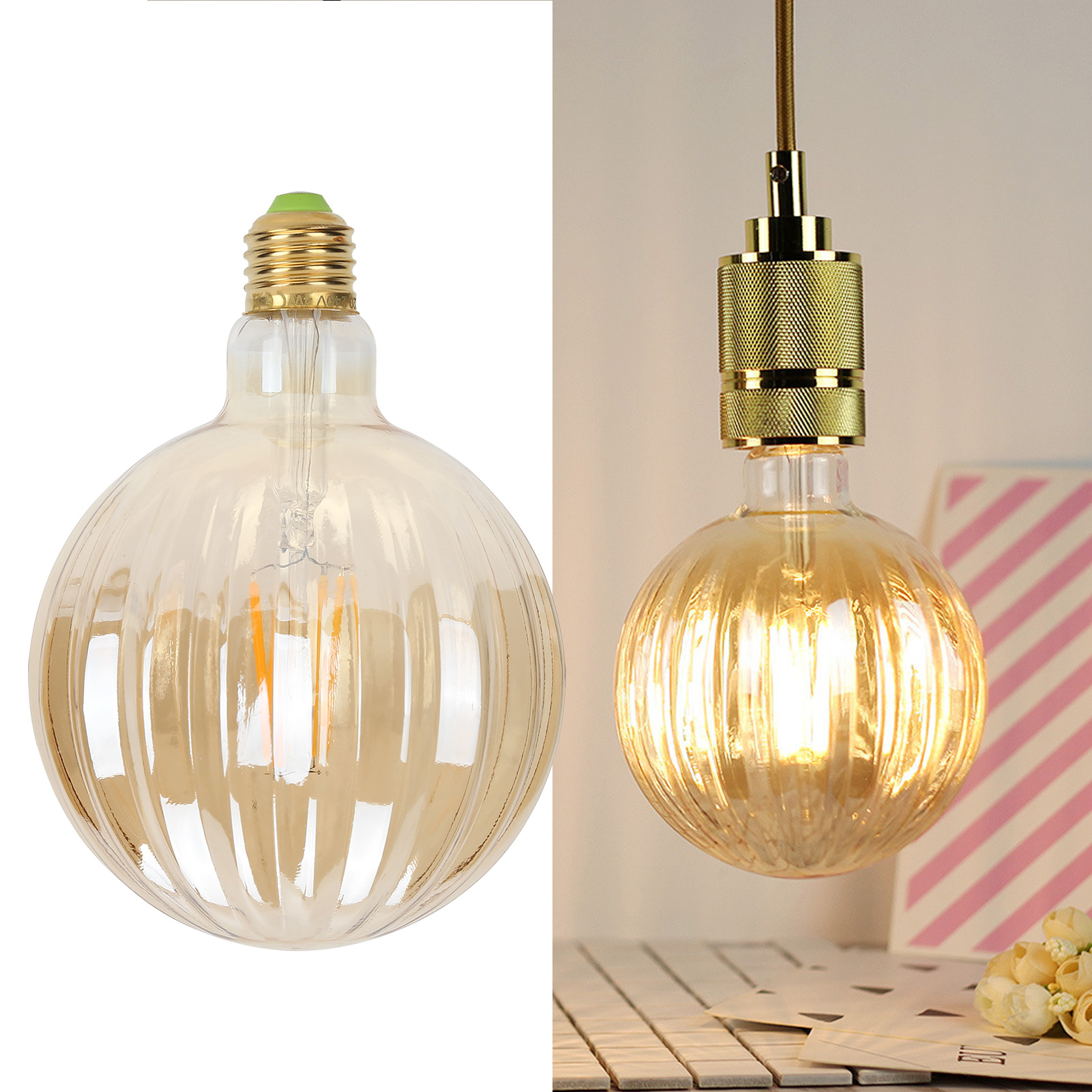 4w G125 Led-glühbirne Im Antik-stil, E27, Wassermelonenform, Innendekoration, 220v, Warmes Licht (gold)