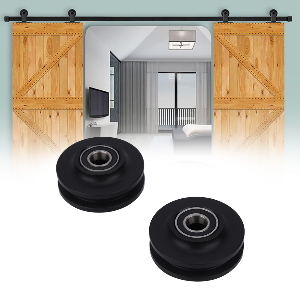 Set Aus 2 Robusten Rollen Für Schiebetüren Im Scheunenstil, Aus Kunststoff Und Metall.