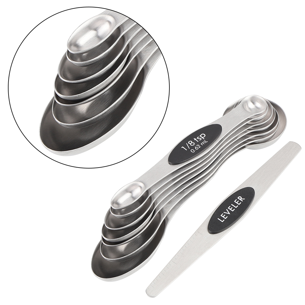 Set Mit 8 Magnetischen Messlöffeln Aus Edelstahl Mit Schaber Zum Würzen Von Kaffee