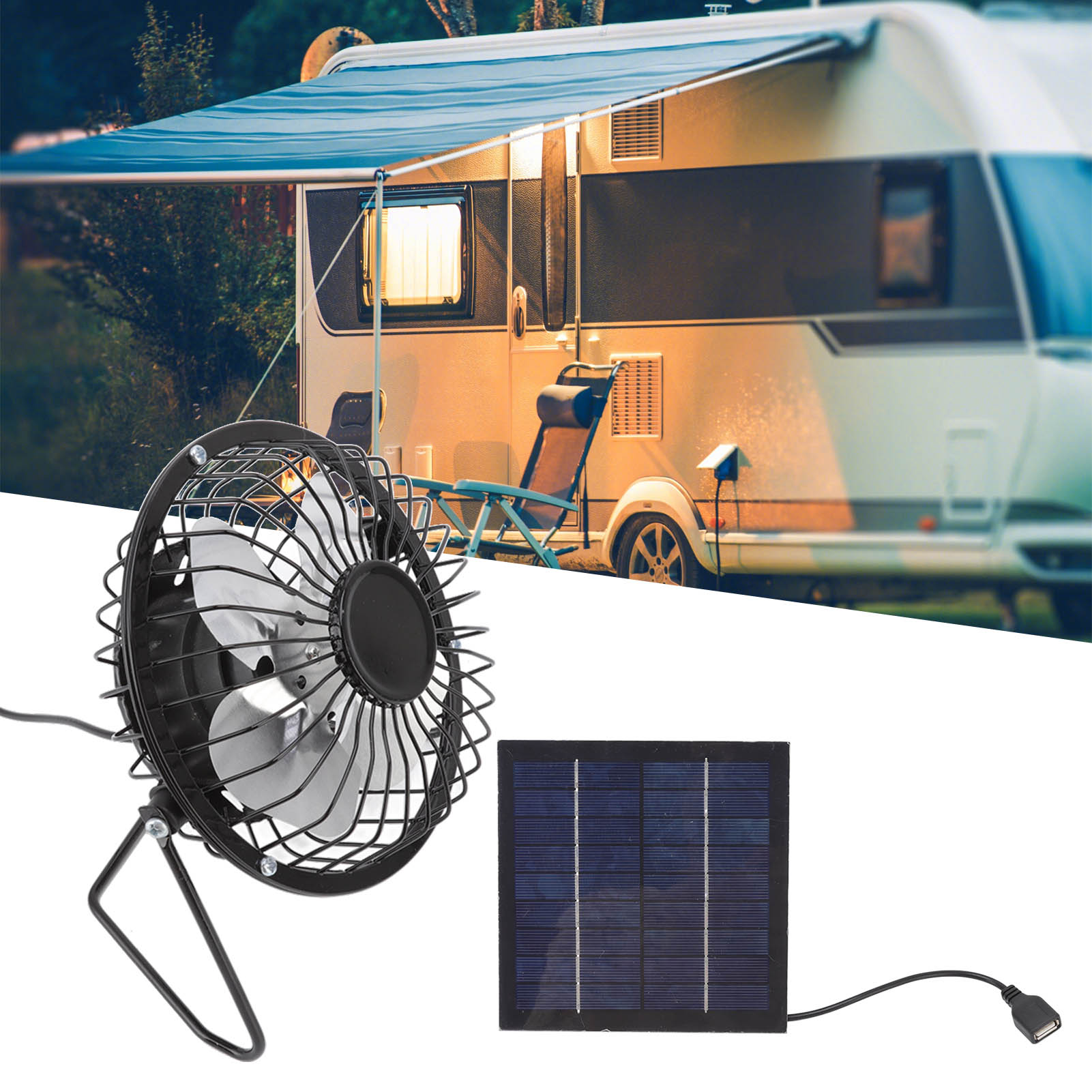 Mini 5v 2,5w Photovoltaik-solarpanel-set Mit Tragbarem Lüfter