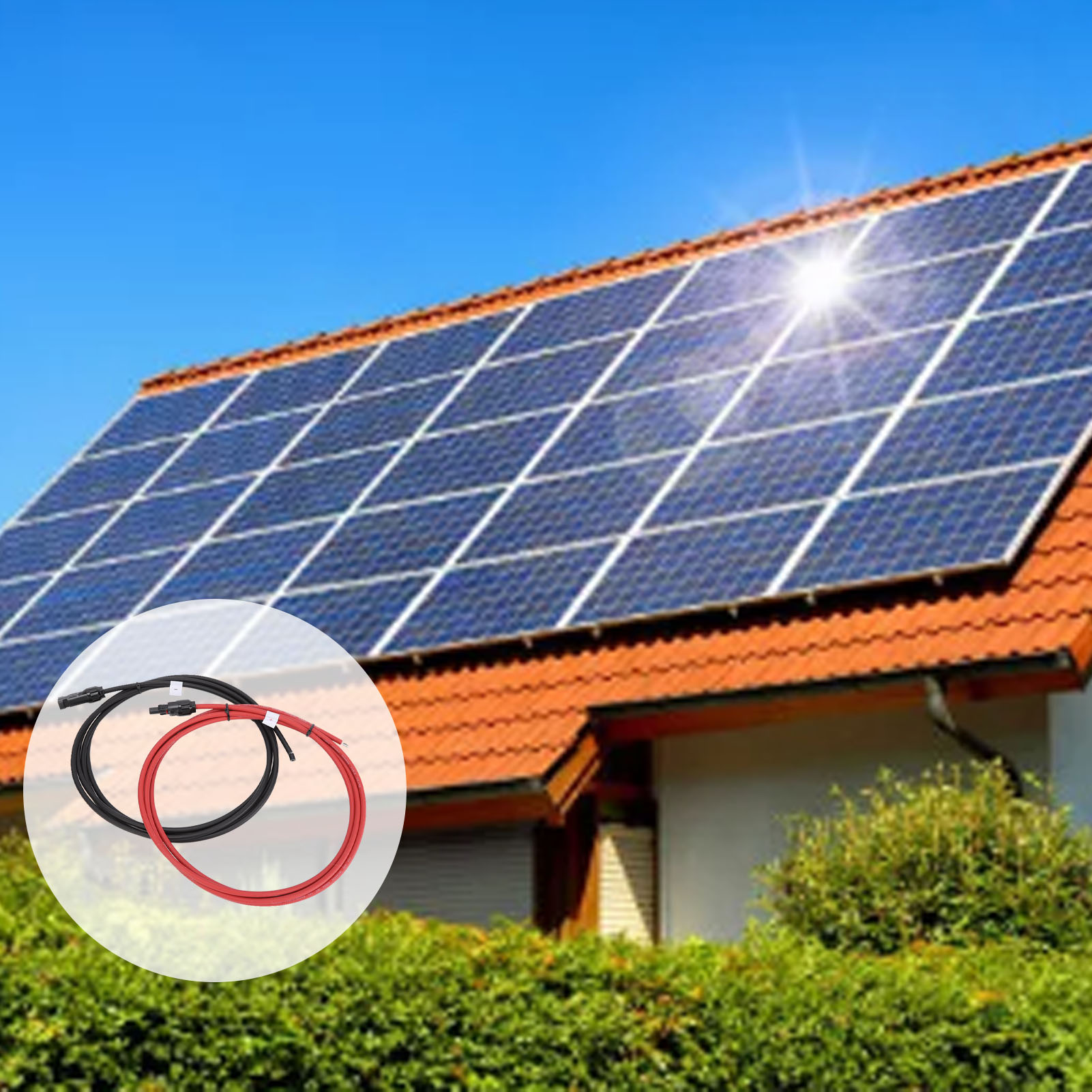 Meter Langes Photovoltaik-solarpanel-verlängerungskabel Mit Roten Und Schwarzen Mc4-kupfersteckern.