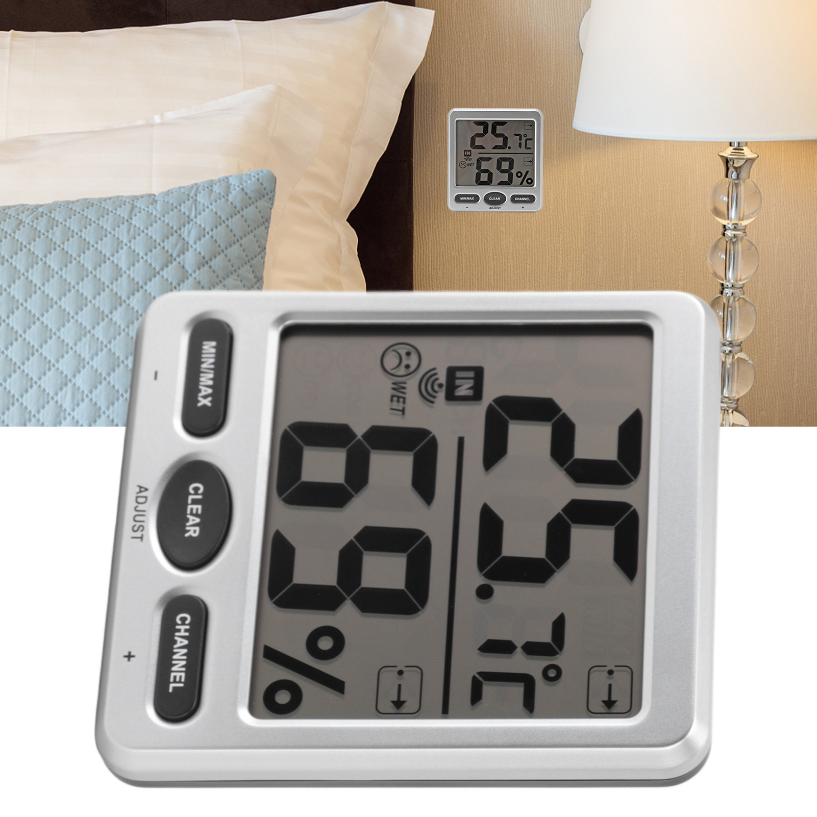 Kabelloses Thermometer Und Hygrometer Für Den Innen- Und Außenbereich, Hohe Präzision, Großes Digitaldisplay, Kreatives Tischthermometer Für Den Heimgebrauch.