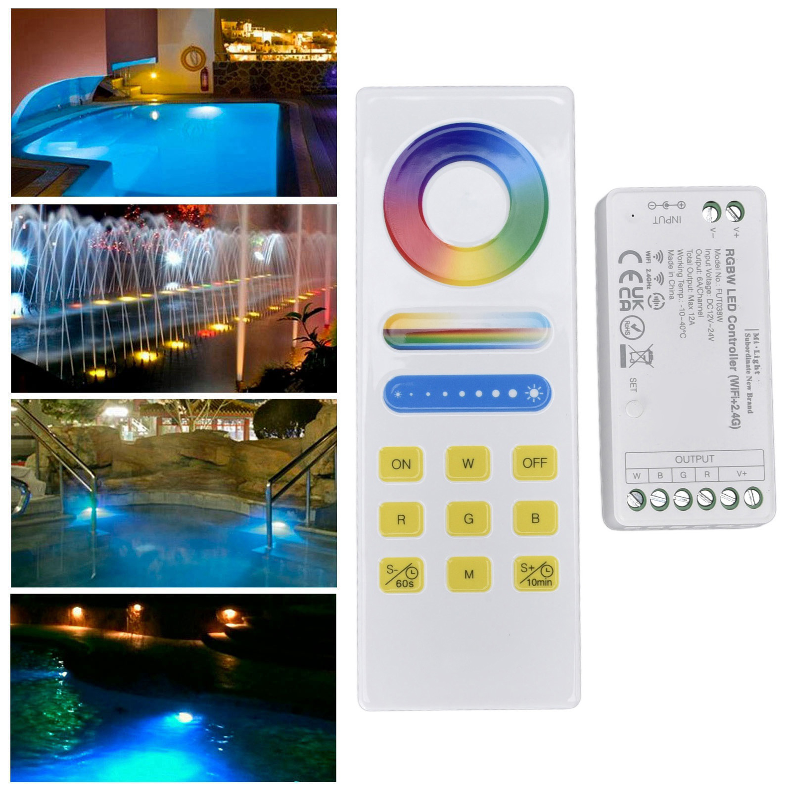 Ultradünnes Fernbedienungsset Für Rgb-unterwasserbeleuchtung, Kompatibel Mit 2,4-ghz-wlan-anwendungen Und Betrieb Mit 12–24 V Gleichstrom.