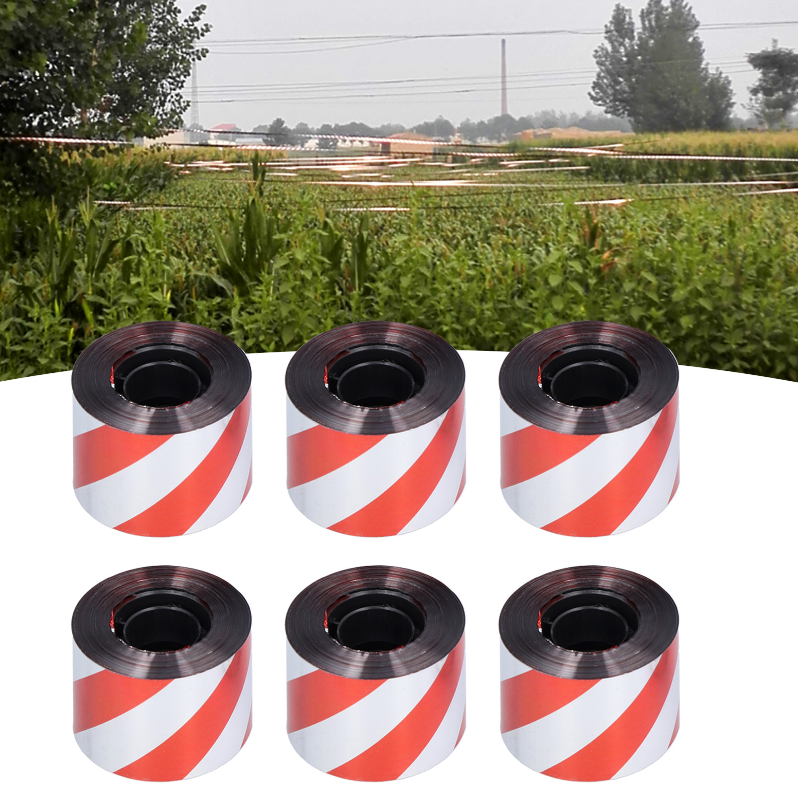 Set Mit 6 Doppelseitigen Reflektierenden Vogelabwehrbändern Für Den Garten, Silber Und Rot.