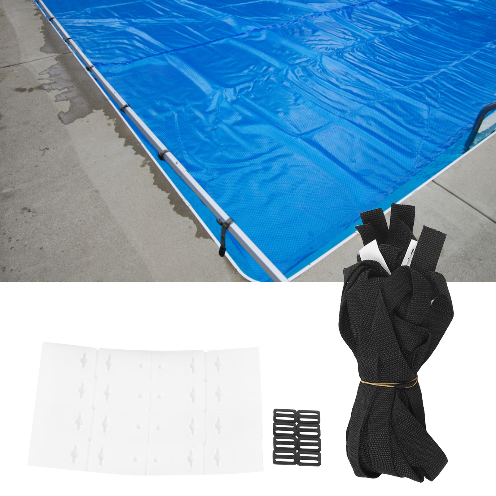 Befestigungsset Für Die Aufrollvorrichtung Einer Solar-poolabdeckung (8-teilig) Mit Befestigungsplatten Und Schnallen