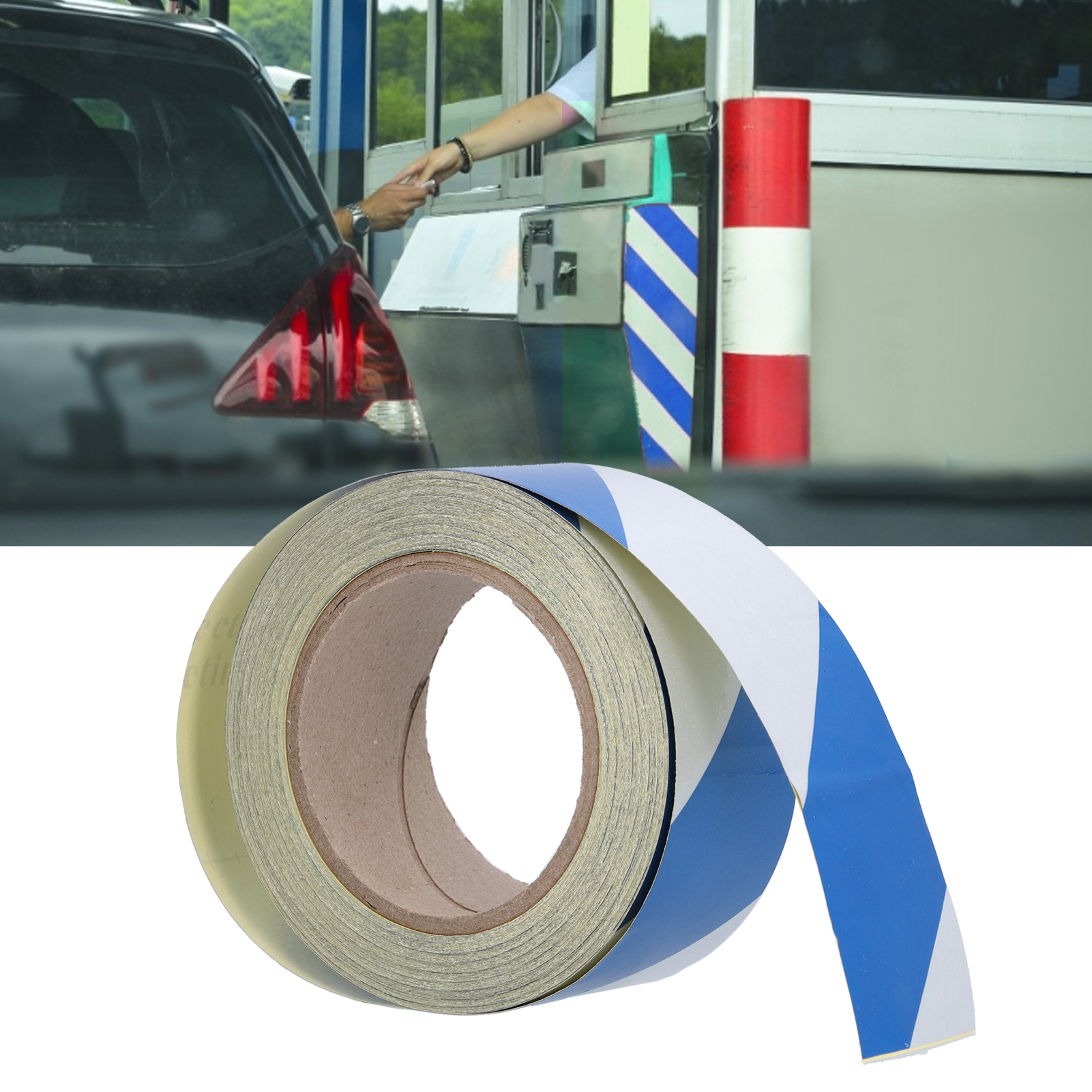 Reflektierendes Sicherheitsband 5 Cm X 30 M, Blau-weiß Gestreift, Sicherheitsbänder