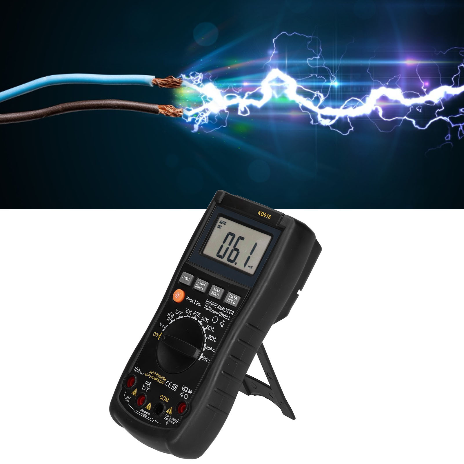 Kd616 Multifunktions-digitalmultimeter, Intelligentes, Hintergrundbeleuchtetes Lcd-display, Automatische Bereichswahl, Voltmeter Und Temperatursensor
