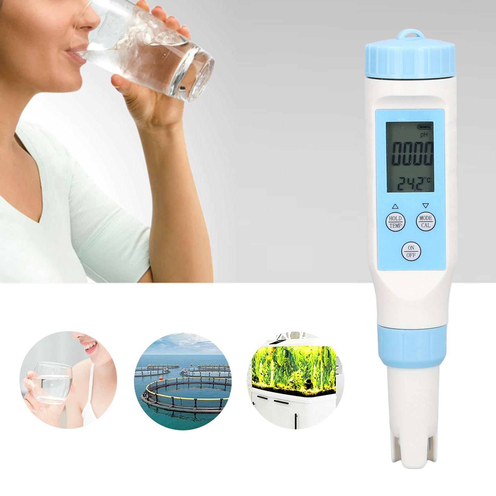 Ble-9902 3-in-1 Bluetooth-wasserqualitätstester: Ph-wert/ec-wert/temperatur, Leitfähigkeit Und Mehr