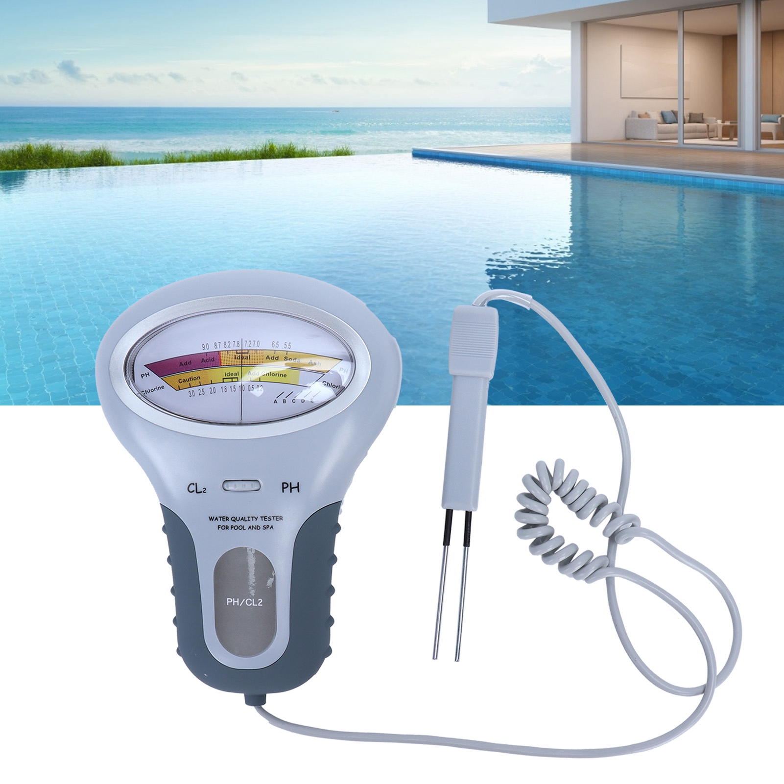 Tragbares 2-in-1-wasserqualitätsmessgerät: Ph-wert- Und Chlorgehaltsmessung (cl2) Für Schwimmbäder Und Whirlpools