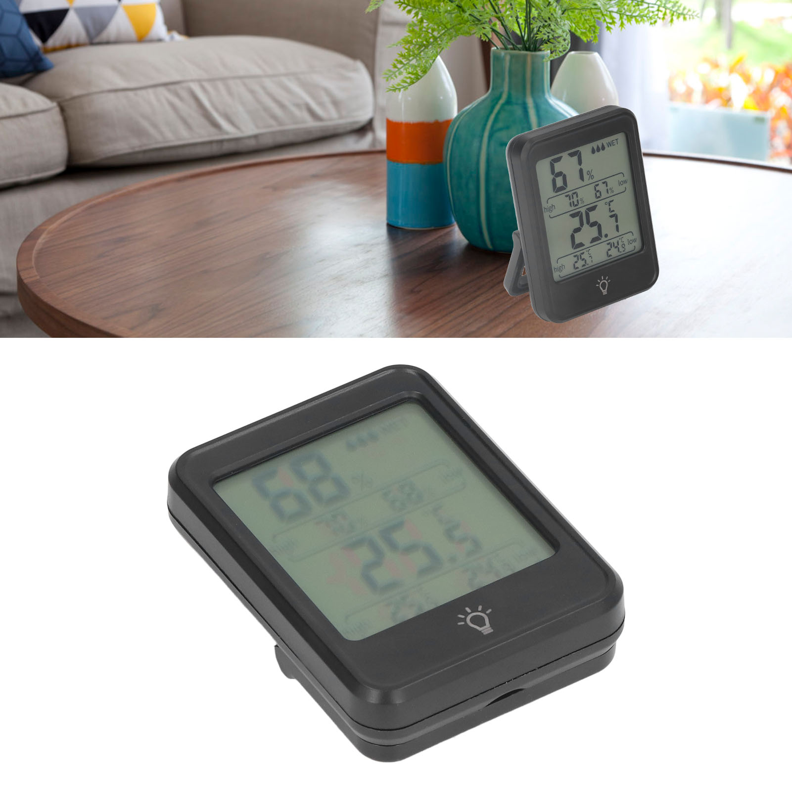 Mini-digitalthermometer Und Hygrometer Mit Hintergrundbeleuchtung Für Den Innen- Und Außenbereich