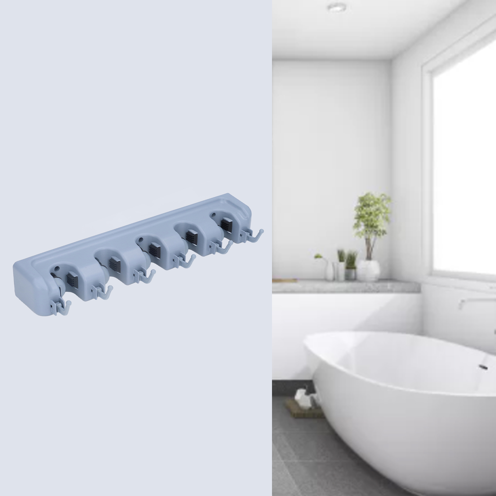 Multifunktionaler Besen- Und Mopphalter Aus Kunststoff, Haken, Besenablage, Ablagefach, Modell A