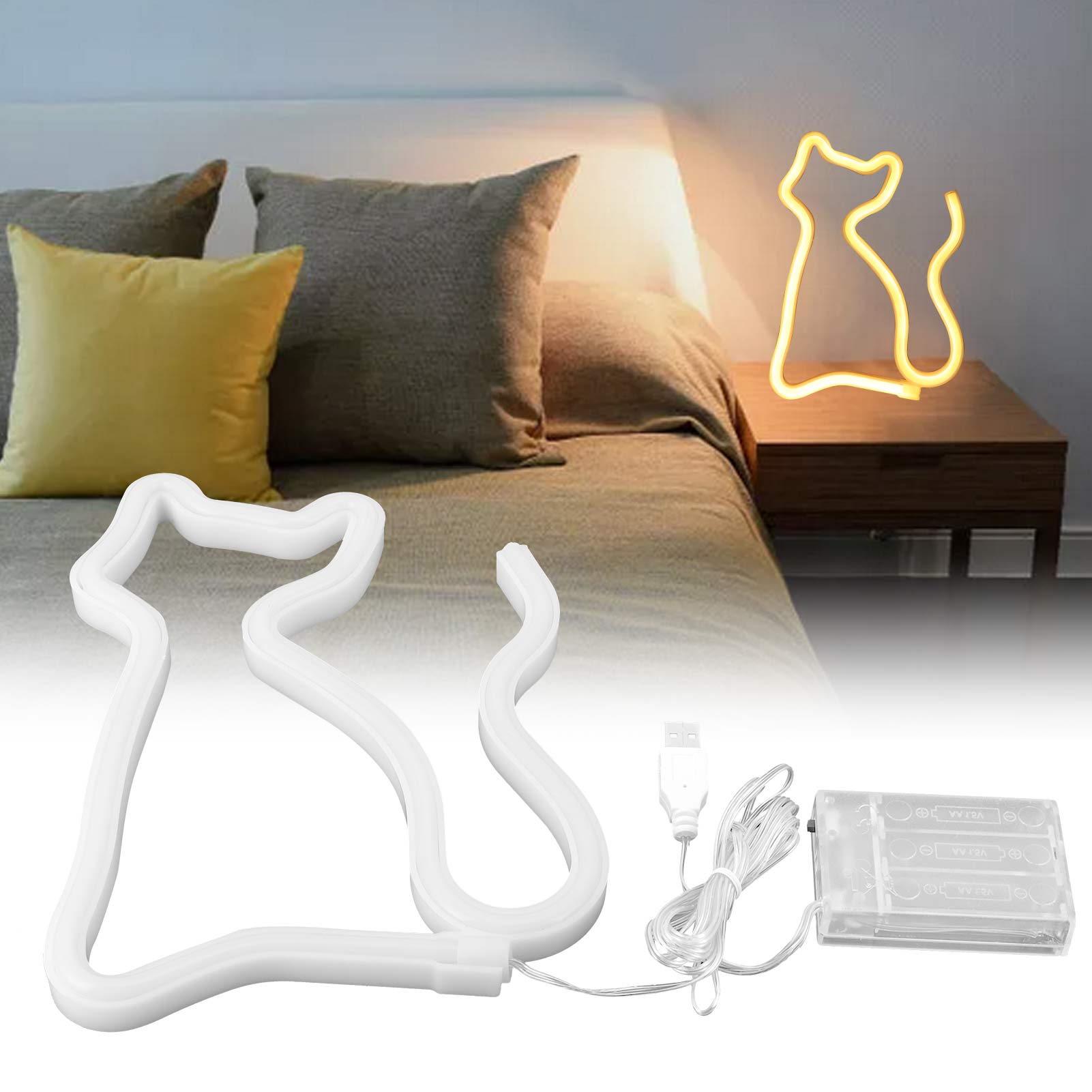 Led-neon-katzenschild, Dekoration Für Hochzeiten Oder Partys, Usb-/batteriebetrieb, Warmes Licht