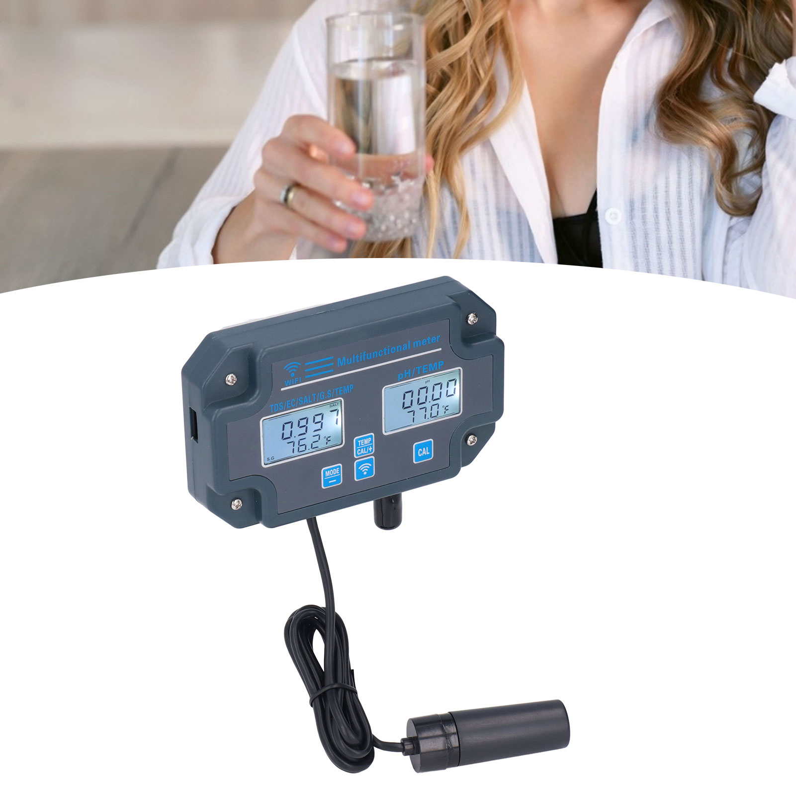 Ph-w3988 Dc 6v Multiparameter-wasserqualitätsanalysator (ph/ec/tds/salz/sg/temperatur) Mit Online-anwendung (europäischer Standard 230v) Und Drahtloser Funktion