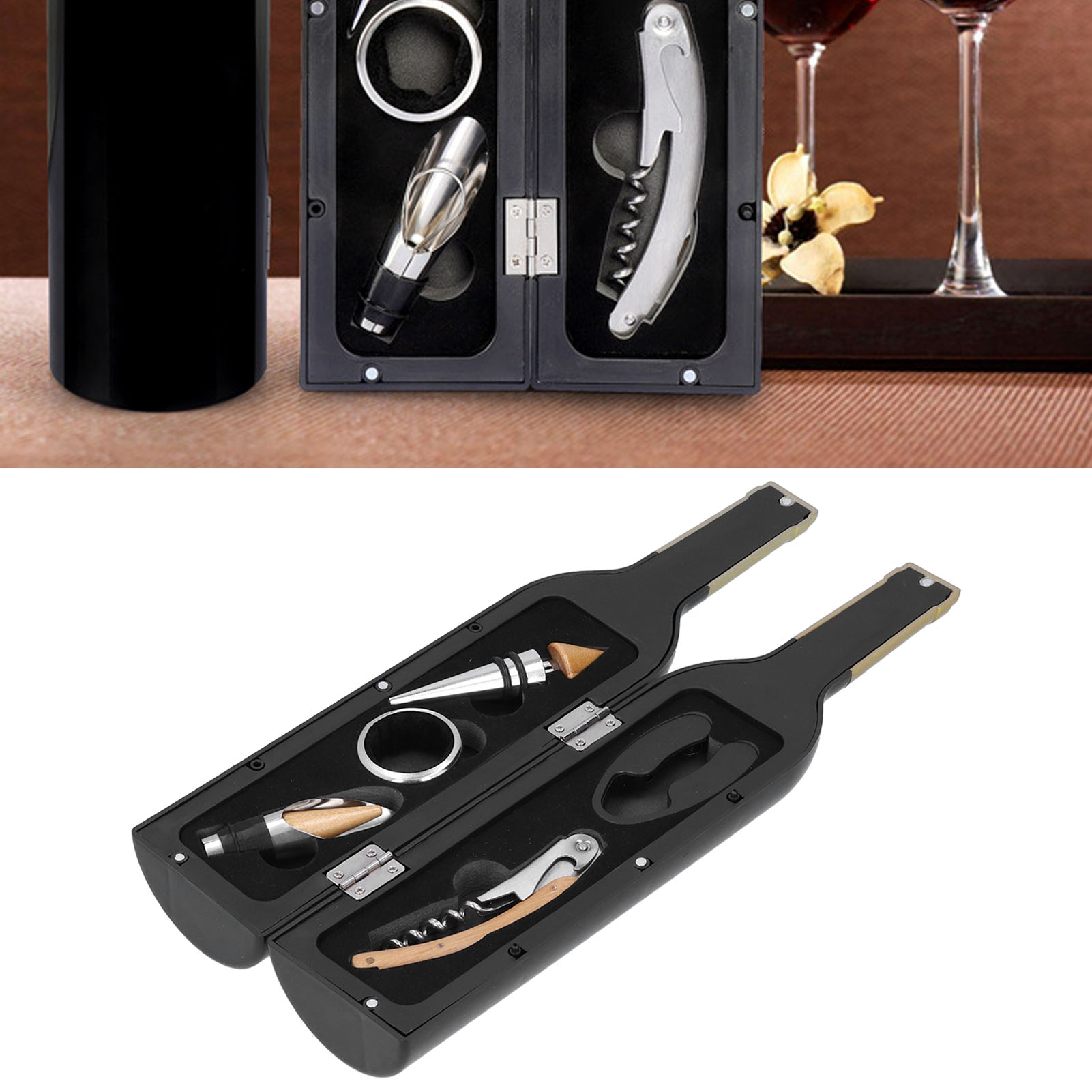 Korkenzieher, Ausgießer, Tropffreier Verschluss Und Folienschneider-set: Ein Originelles Weihnachtsgeschenk Für Die Küche.