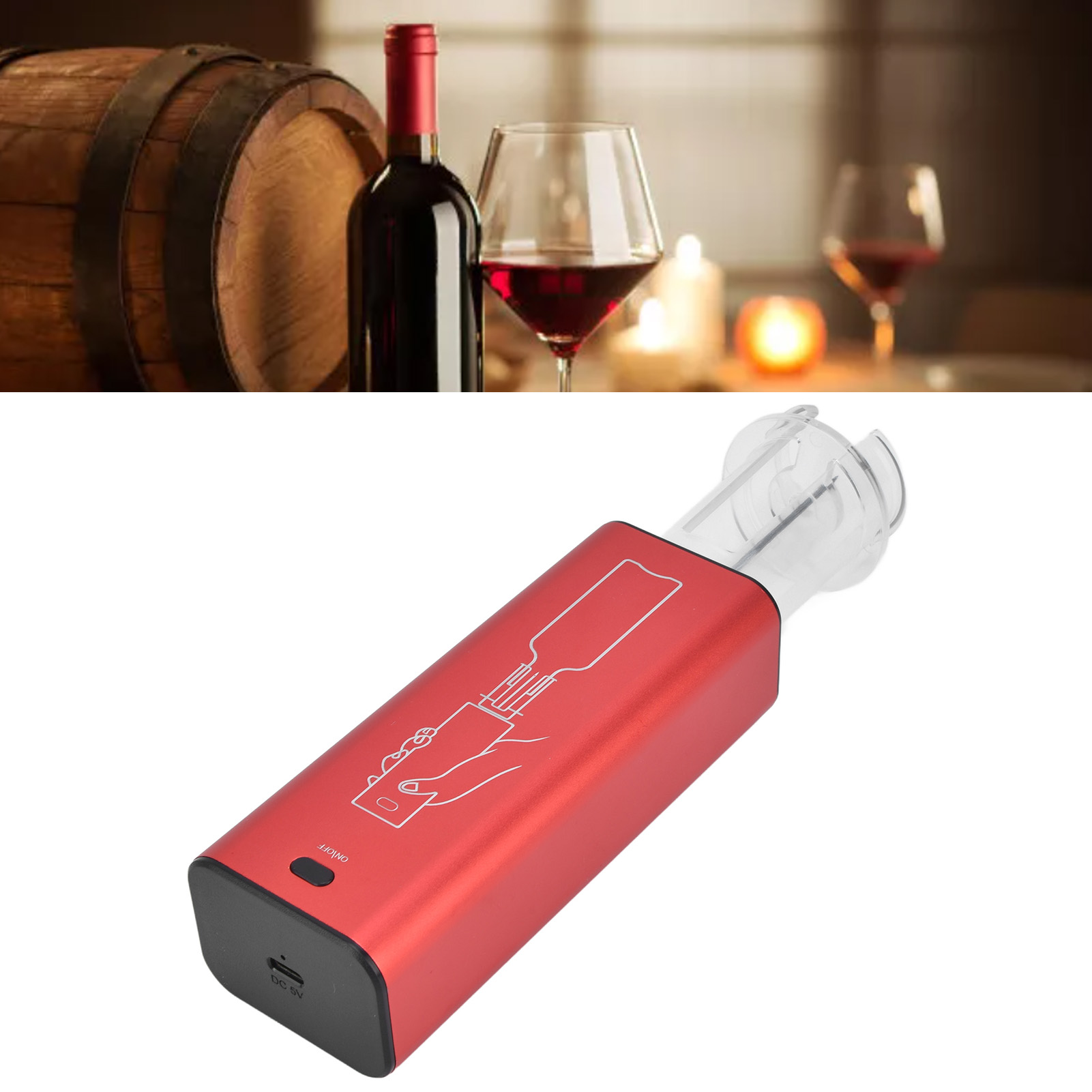 Elektrischer Flaschenöffner Für Rotwein, Schnellöffner, Wiederaufladbare, Multifunktionale Weinbox Aus Aluminiumlegierung, Rot