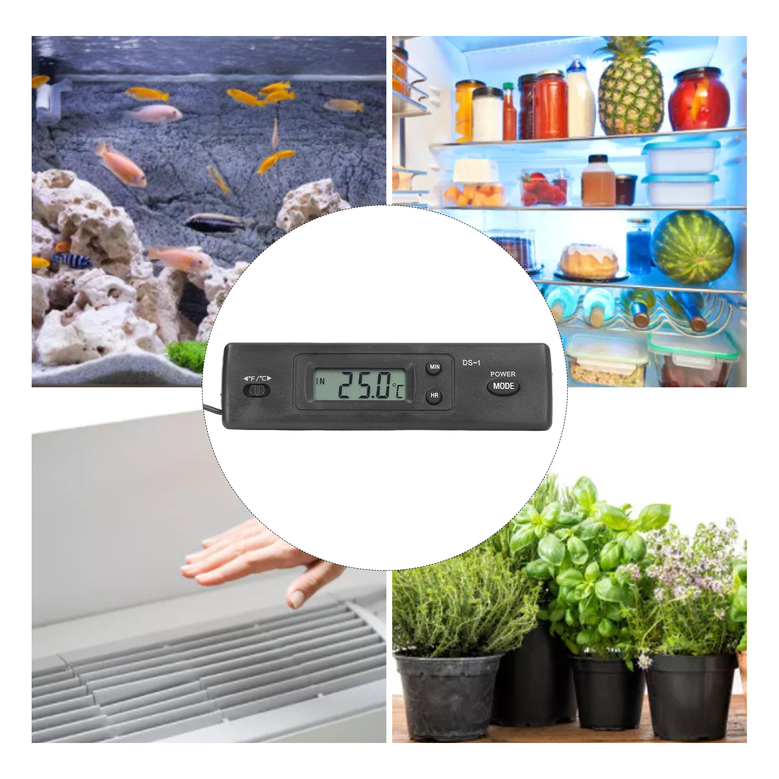 Ds-1 Teichthermometer, Kühlschrankthermometer, Multifunktionsthermometer Und Hygrometer, Fahrzeugthermometer