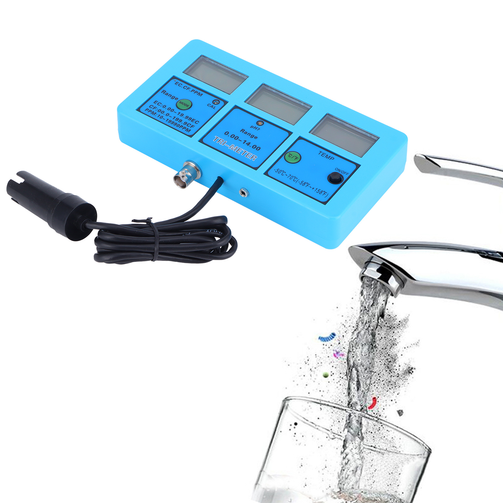 5-in-1 Multifunktions-wasserqualitätstester: Ph-wert/temperatur/ec/cf/tds, Eu-stecker 230–240 V