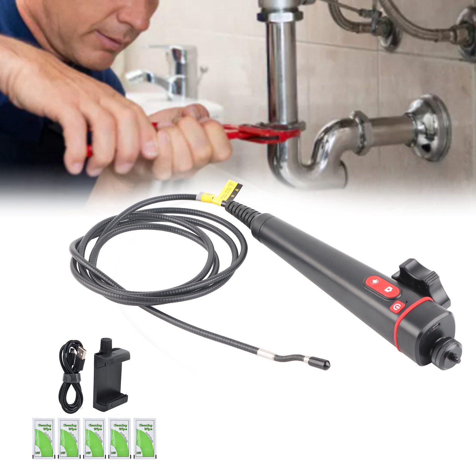 2m2m Multifunktionales Tragbares Endoskop, Bidirektional, Hochauflösend, Mit Wi-fi Und 180°-drehung, Zur Inspektion Von Rohren Und Bauteilen.