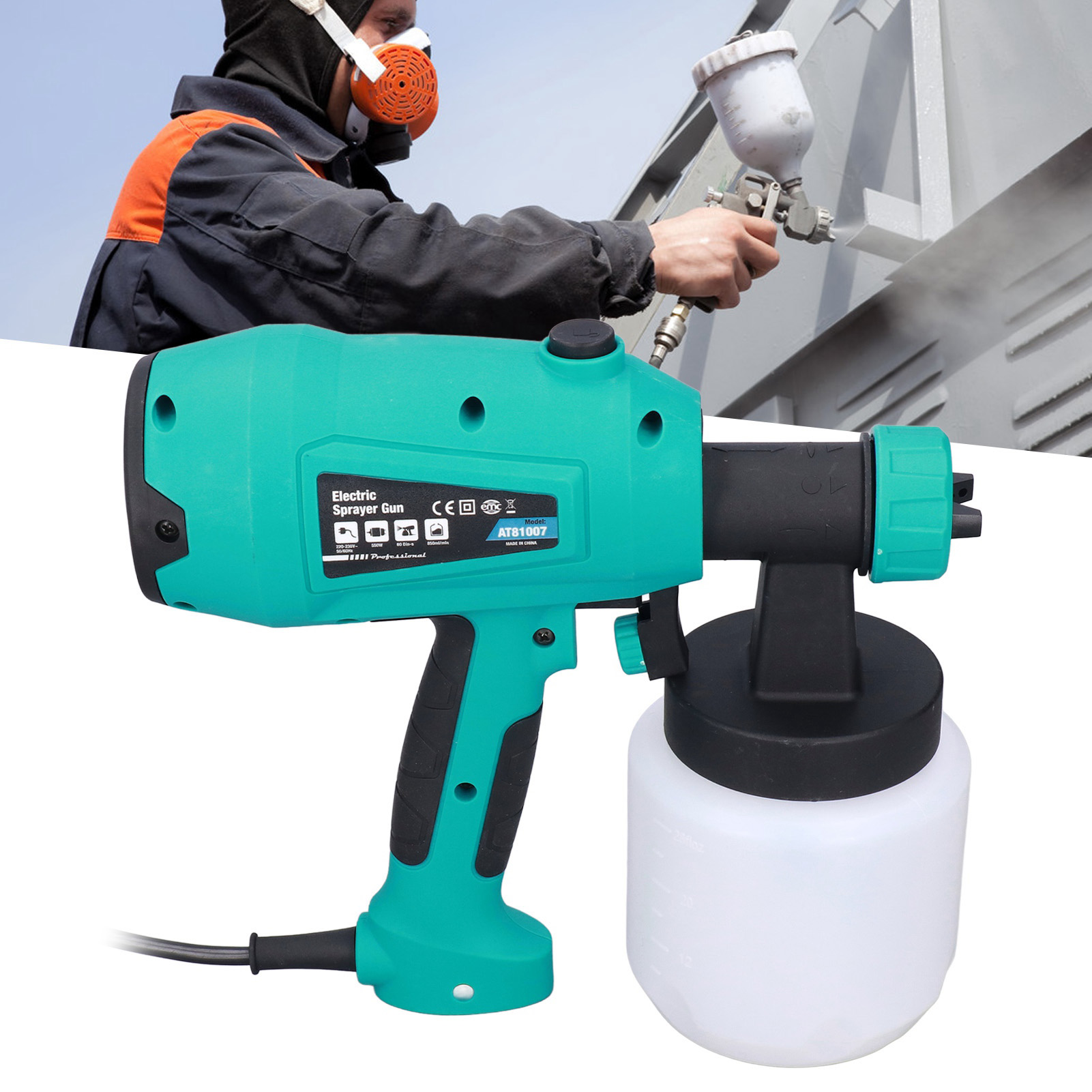 Elektrische Farbpistole Nach Europäischem Standard 220-230v, Abnehmbares Handsprühgerät, 850ml Latex-farbpistole, Airless-elektro-farbpistole.