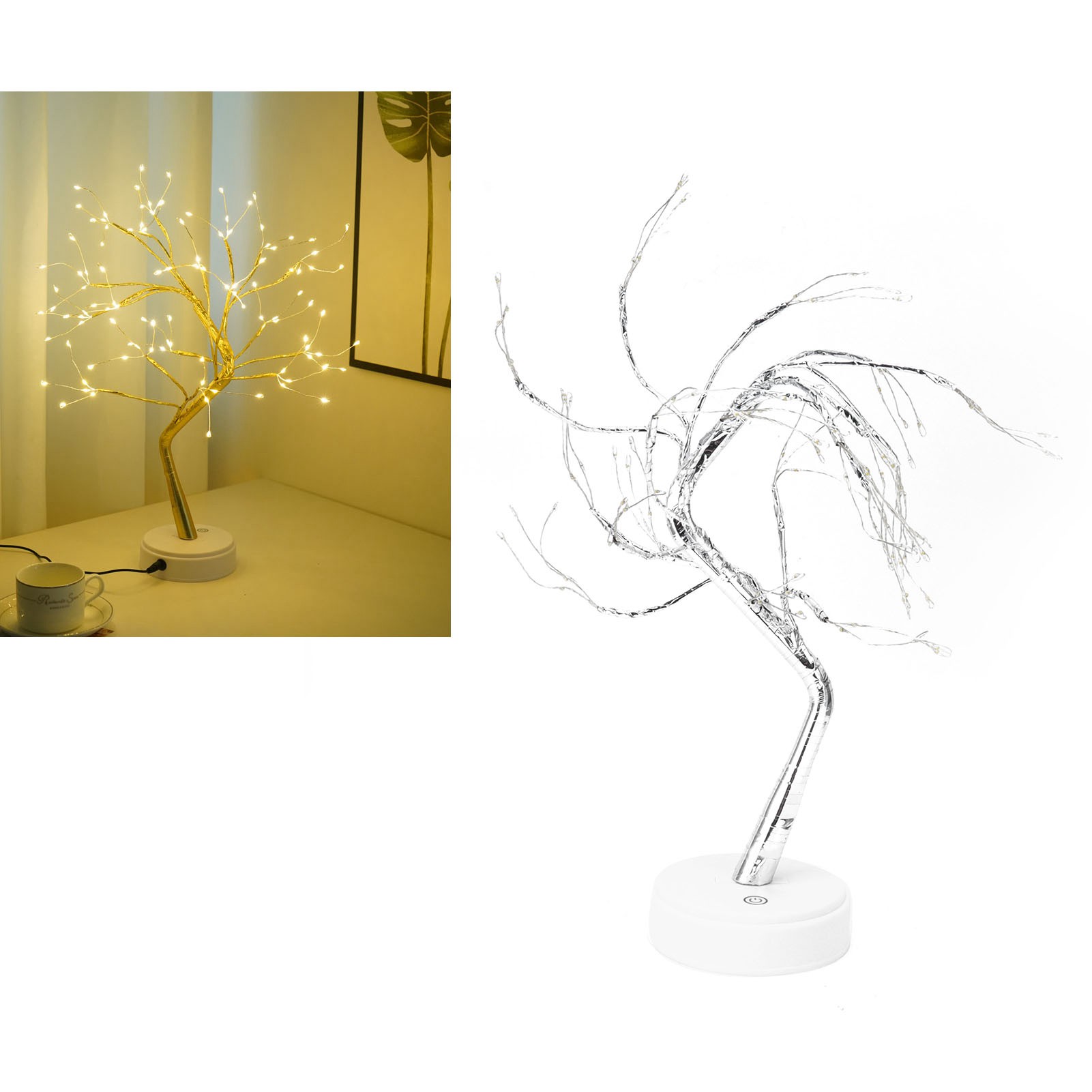 Nachtlicht Mit 108 Leds, Baumförmige Usb-lampe, Diy-nachtlicht Aus Kupferdraht Für Zuhause, Schlafzimmer Oder Büro