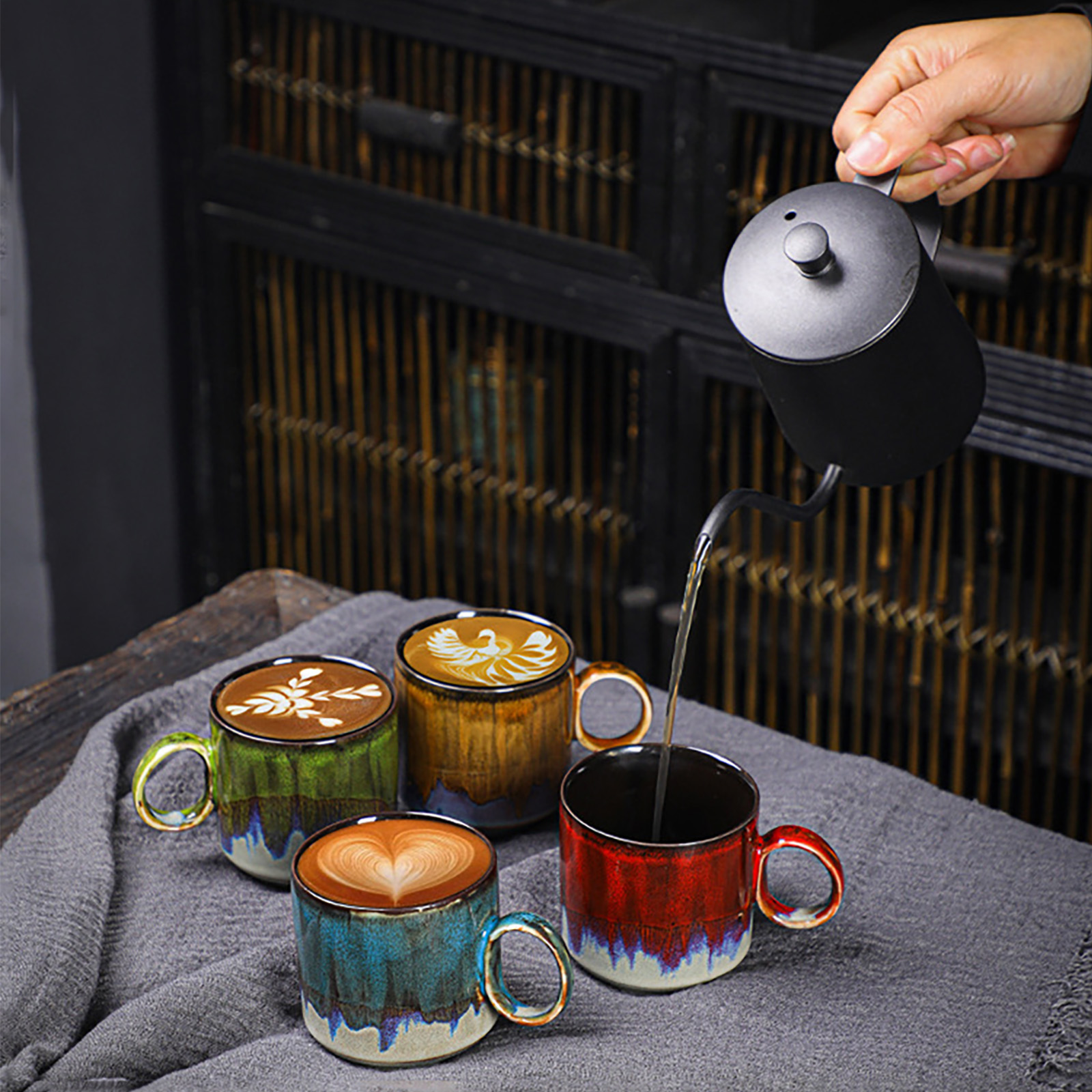 Set Mit 2 Ofengebrannten Keramik-kaffeetassen (150 Ml) – Verpackung Aus Expandiertem Polystyrol + Innenkarton Für Optimalen Schutz. Fassungsvermögen: 150 Ml.