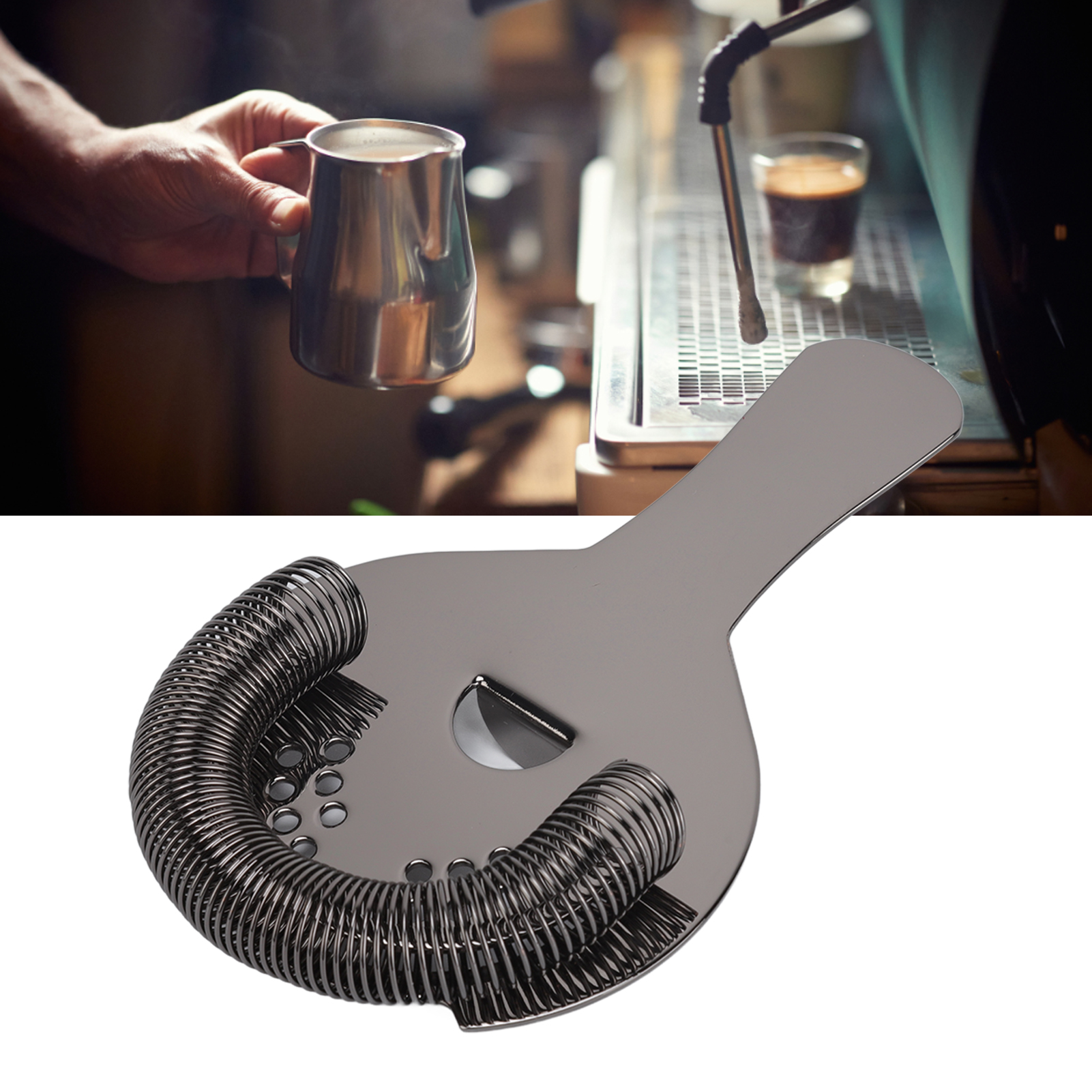 Cocktailsieb Aus Edelstahl 304, Eissieb, Schwarz Verchromter Filter.