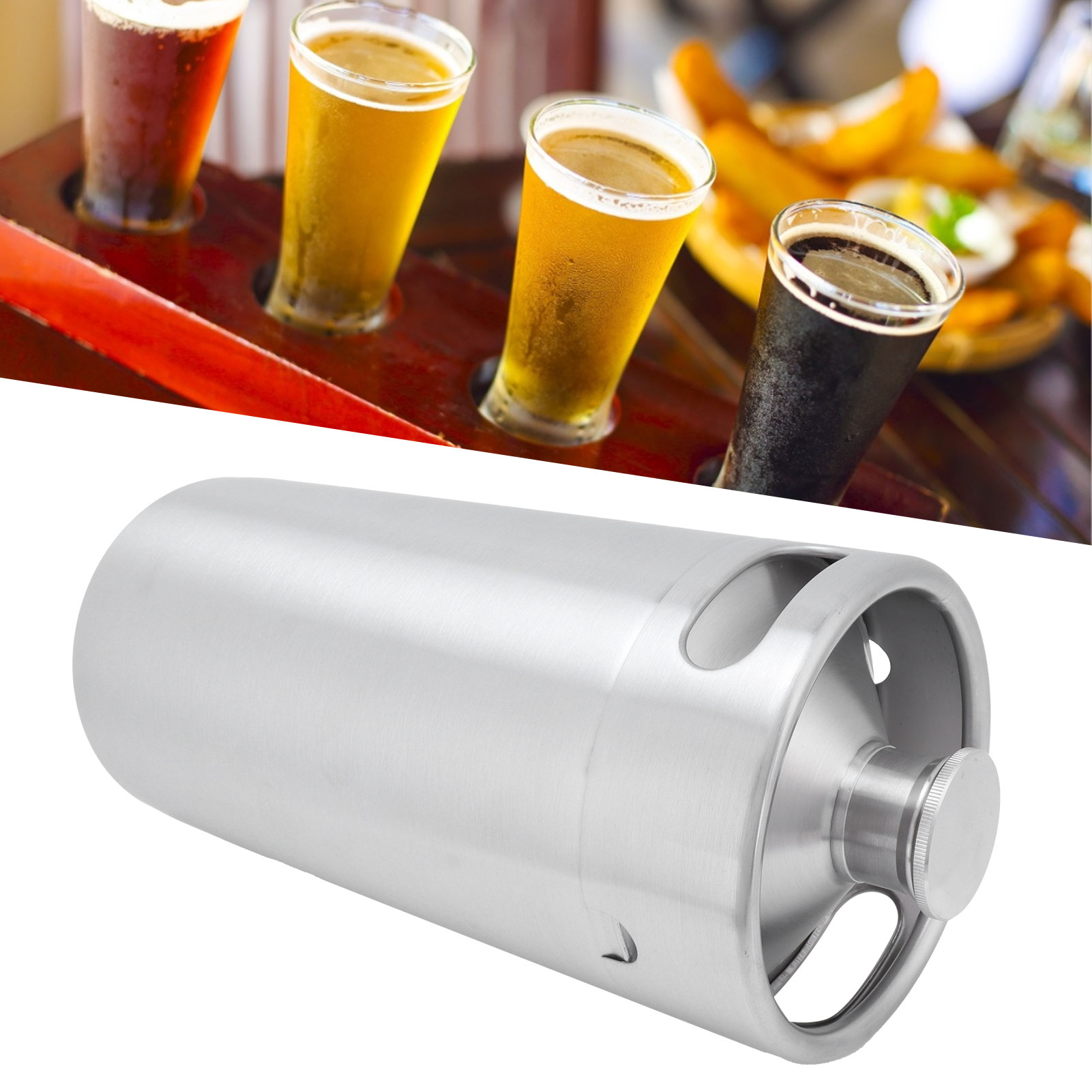 Miniatur-bierfass Aus Edelstahl (3,6 L) Mit Deckel, Ideal Für Zuhause, Gastronomie Und Weinherstellung.